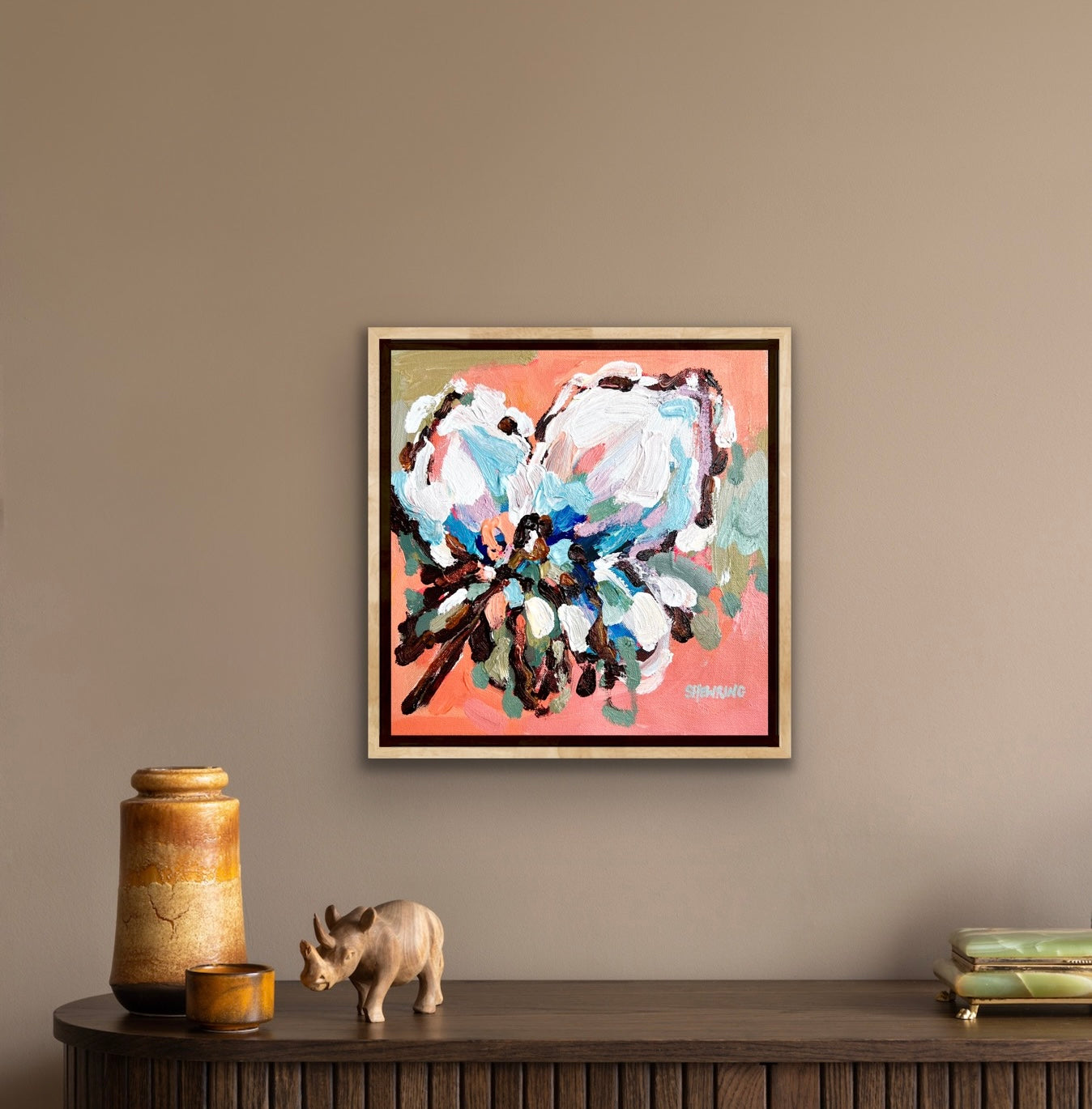 Aromatic Blue 28x28cm FRAMED SOLD