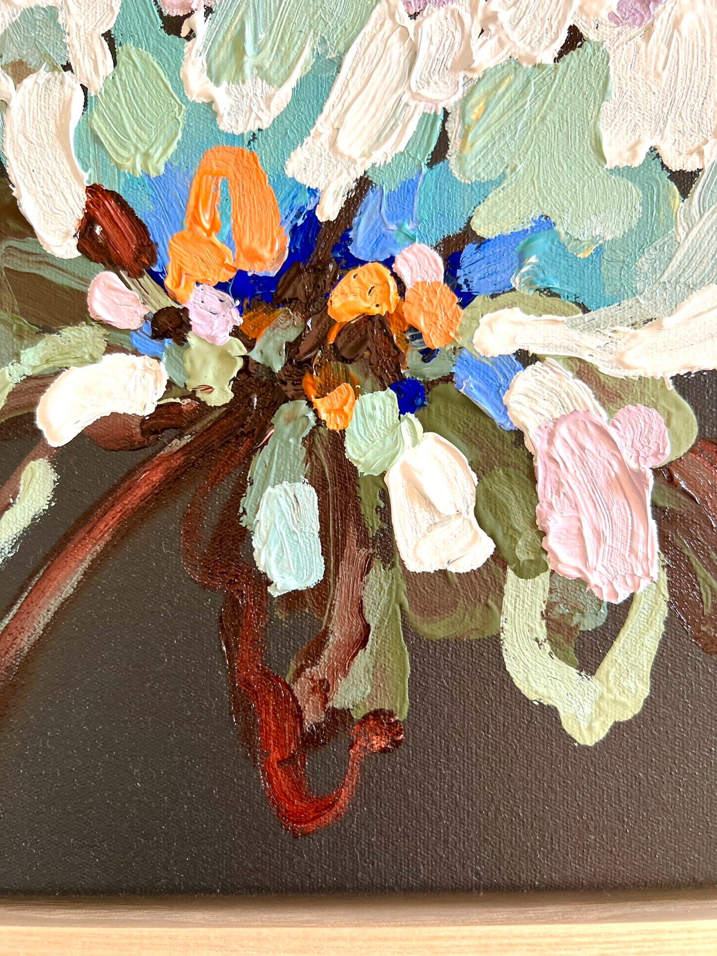 Blue Bloom 28x28cm FRAMED SOLD