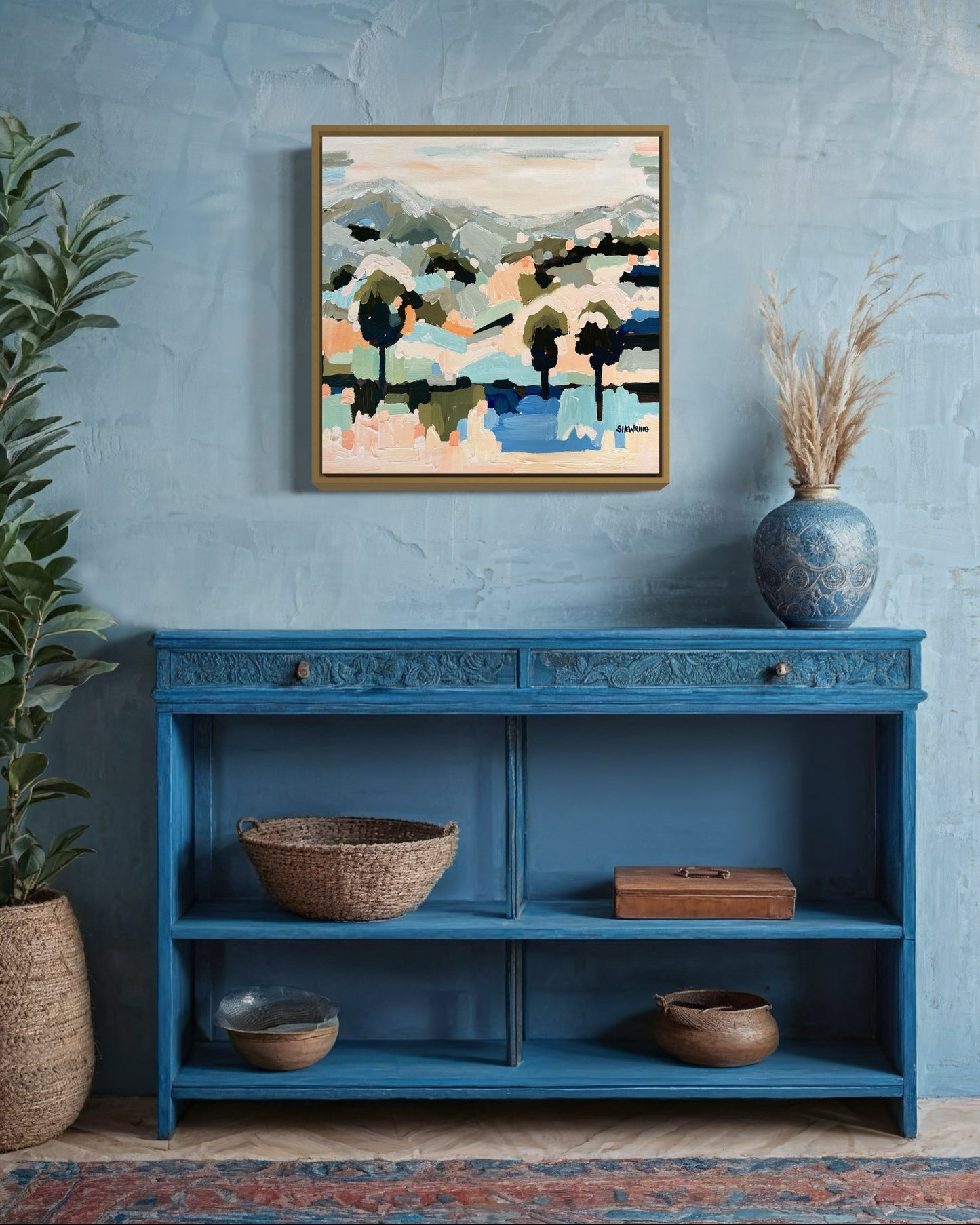 Blue Fields On The Horizon FRAMED 53x53cm SOLD