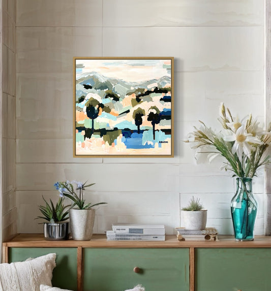 Blue Fields On The Horizon FRAMED 53x53cm SOLD