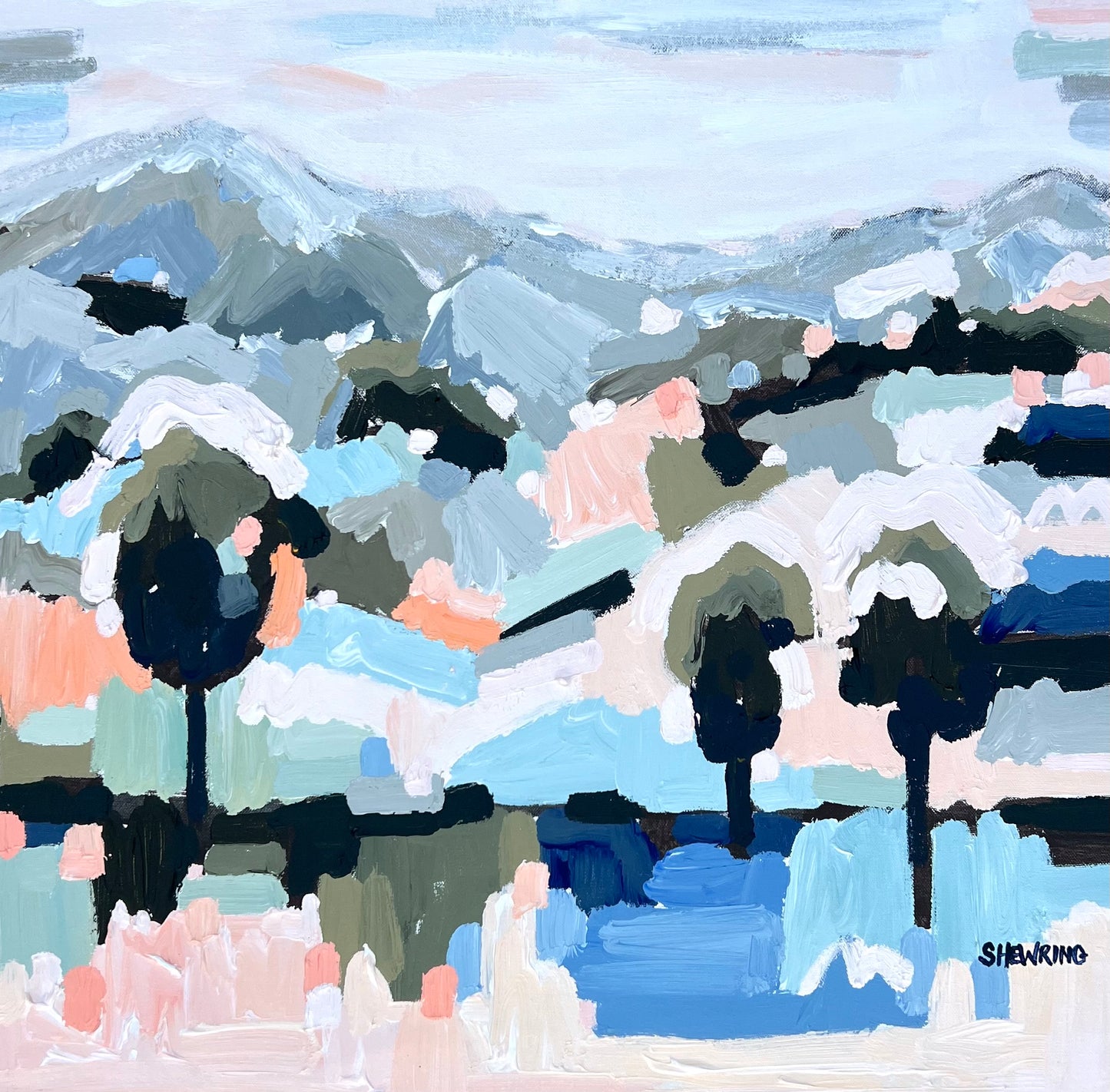 Blue Fields On The Horizon FRAMED 53x53cm SOLD