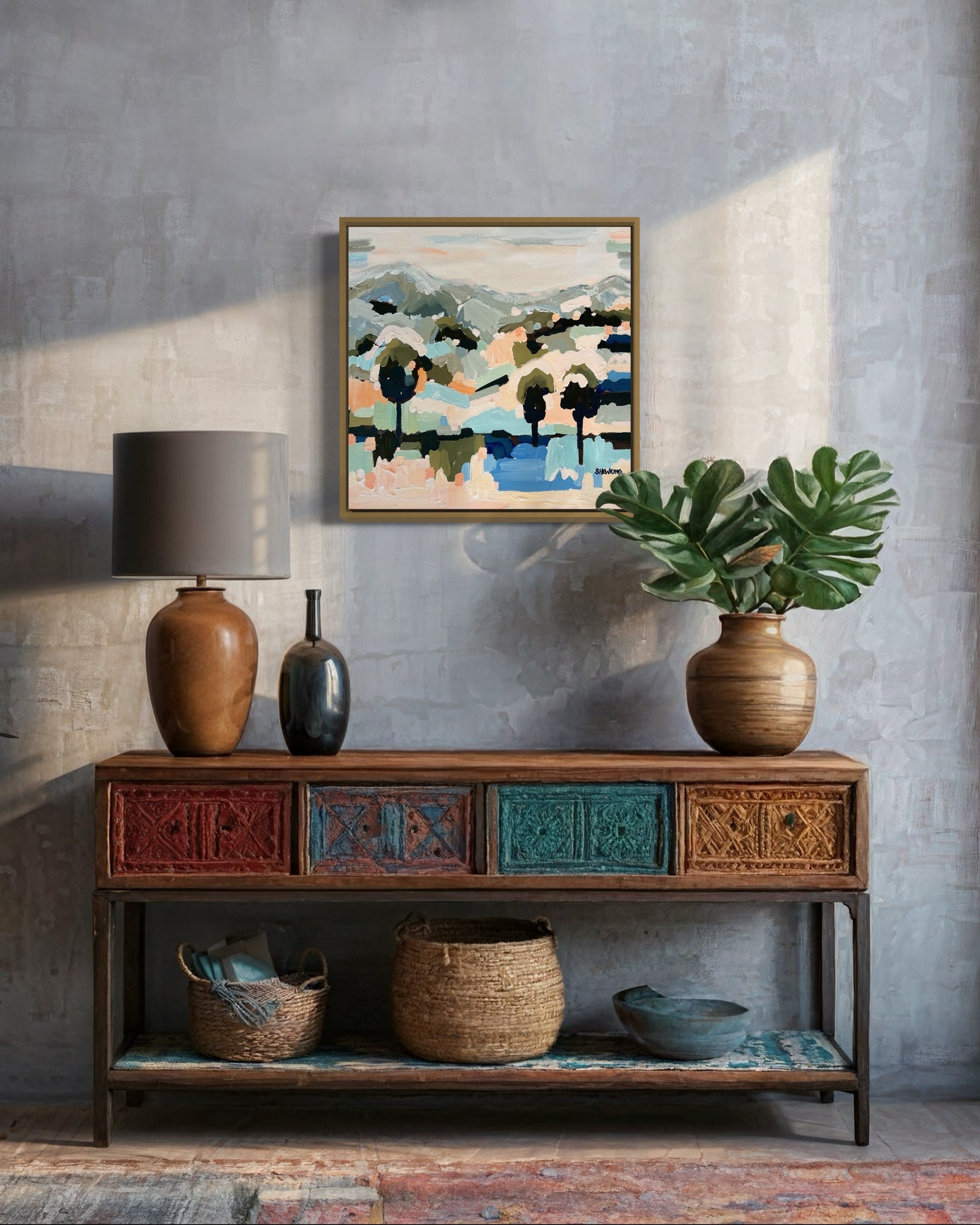 Blue Fields On The Horizon FRAMED 53x53cm SOLD