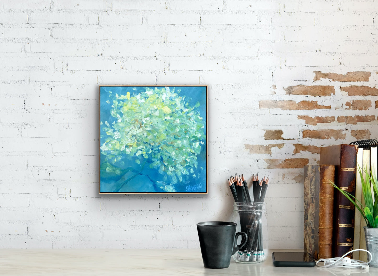 Blue Lux 33 x 33 cm Framed