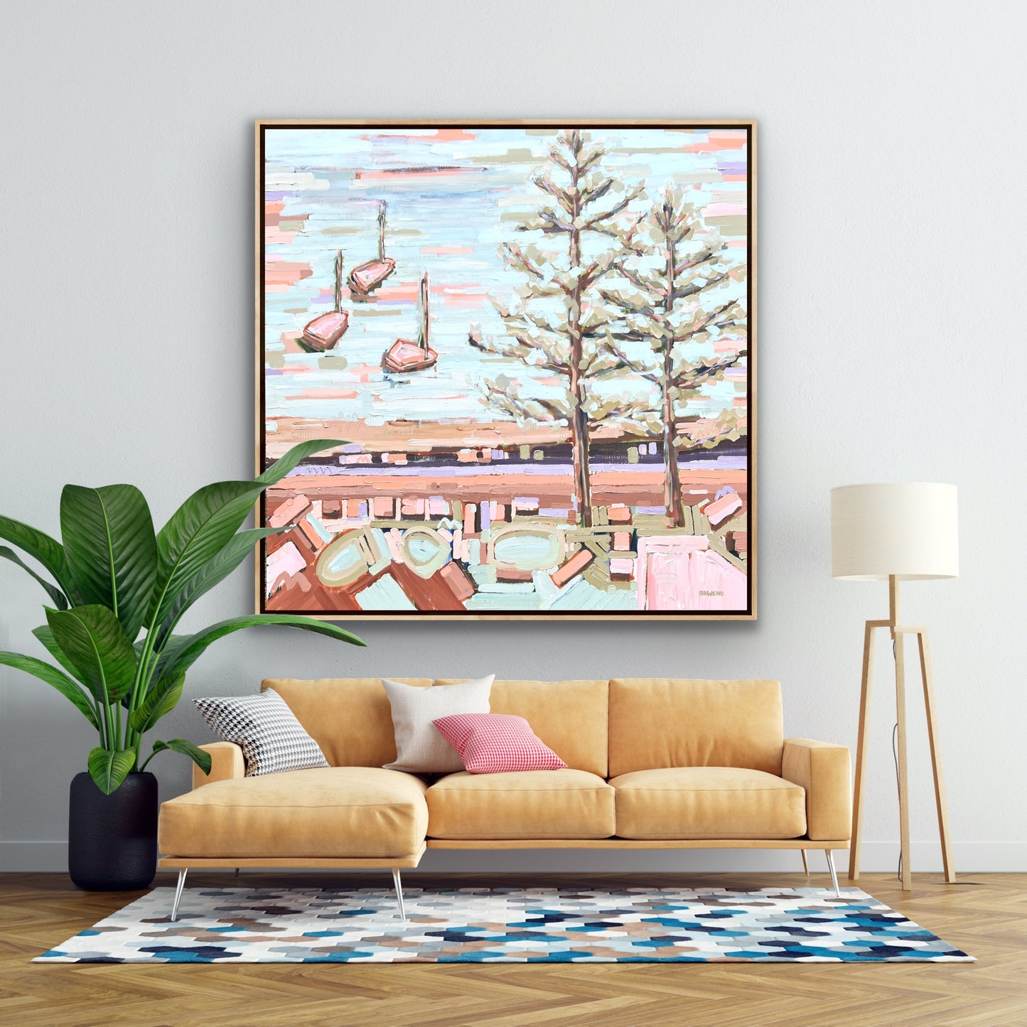 Charming Bayside 150x150cm FRAMED SOLD