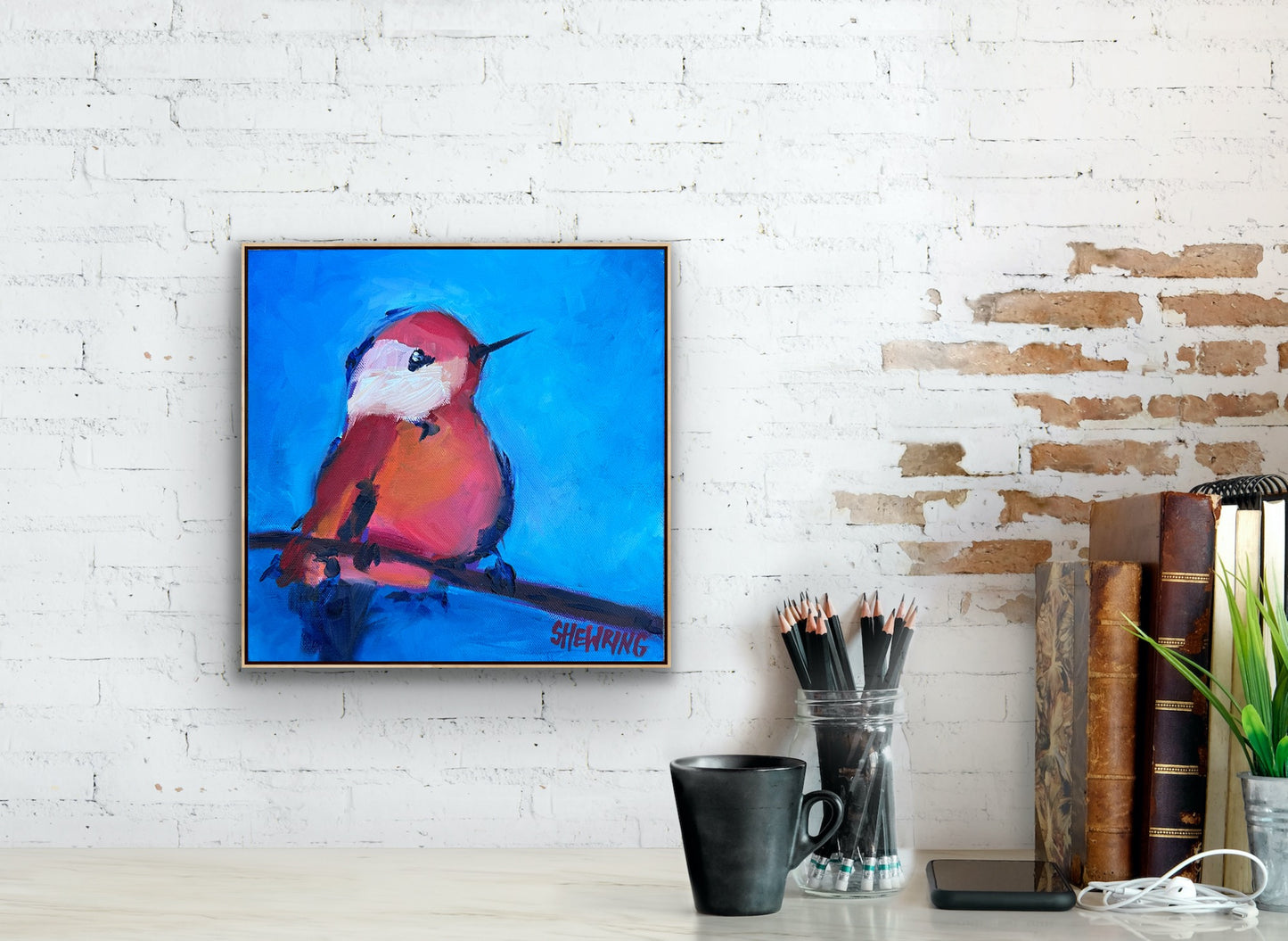 Cutie Bird - 28 x 28 cm FRAMED SOLD