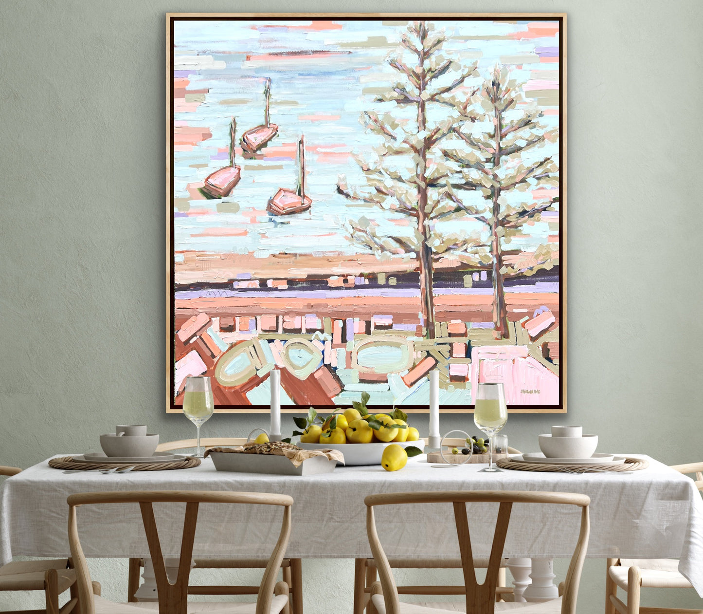 Charming Bayside 150x150cm FRAMED SOLD