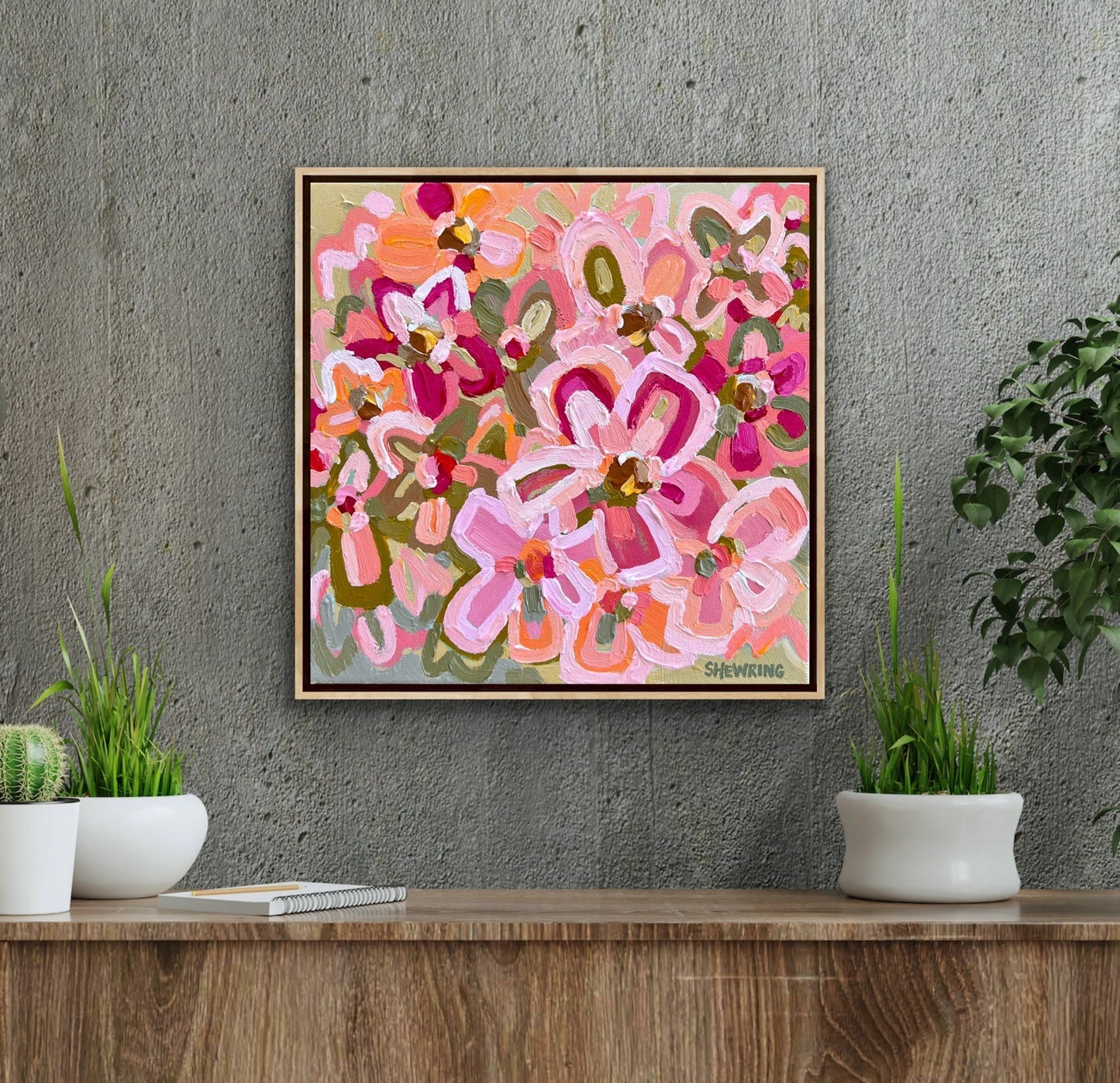 Floral Sunrise 33x33cm Framed