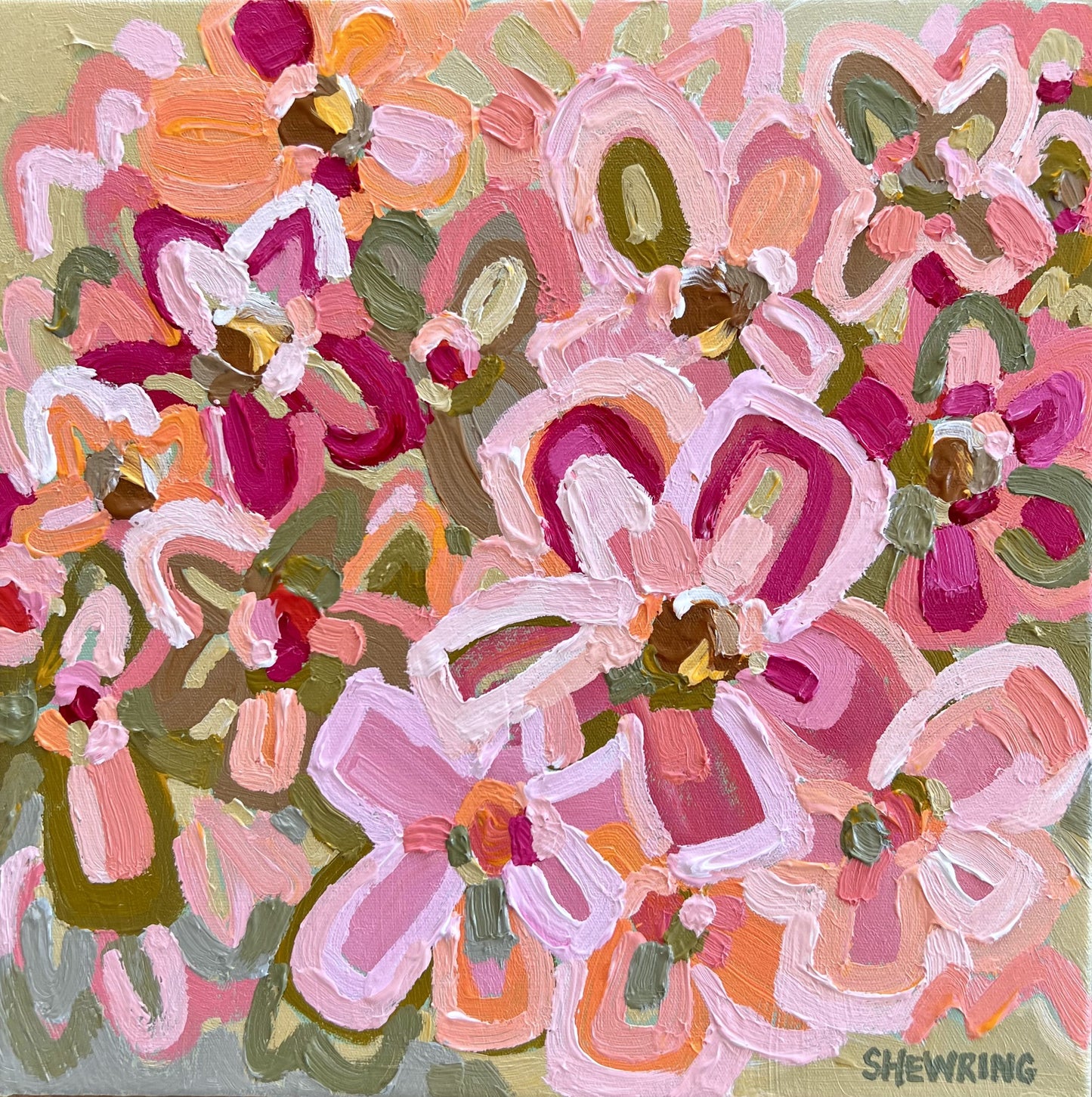 Floral Sunrise 33x33cm Framed