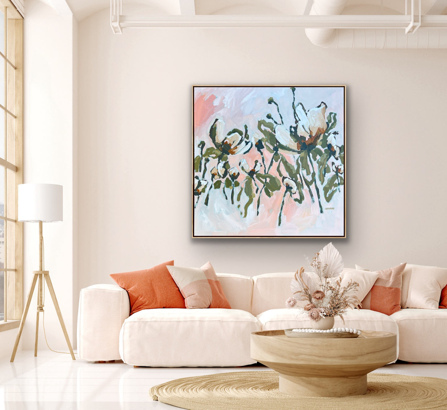 Flowers With Love 103 x 103 cm Framed SOLD