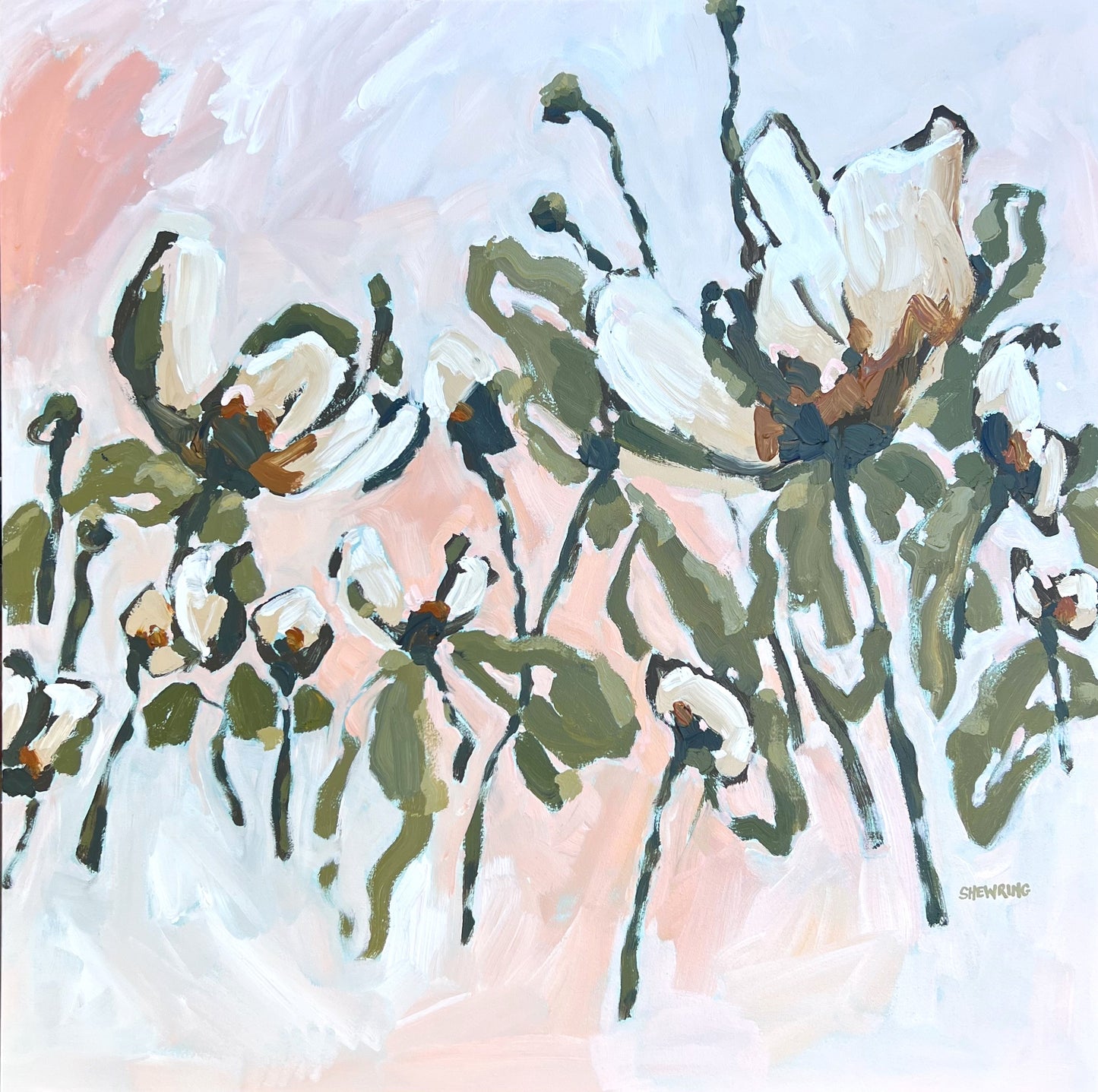 Flowers With Love 103 x 103 cm Framed SOLD