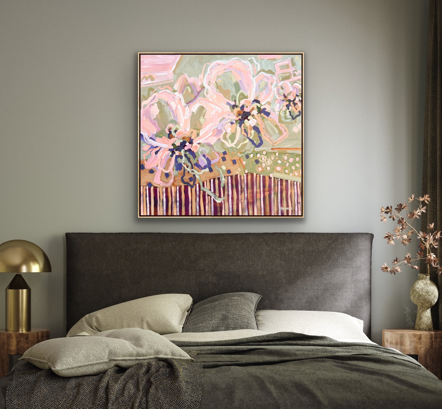 Lovers Sunlit Flowers 103x103 cm Framed