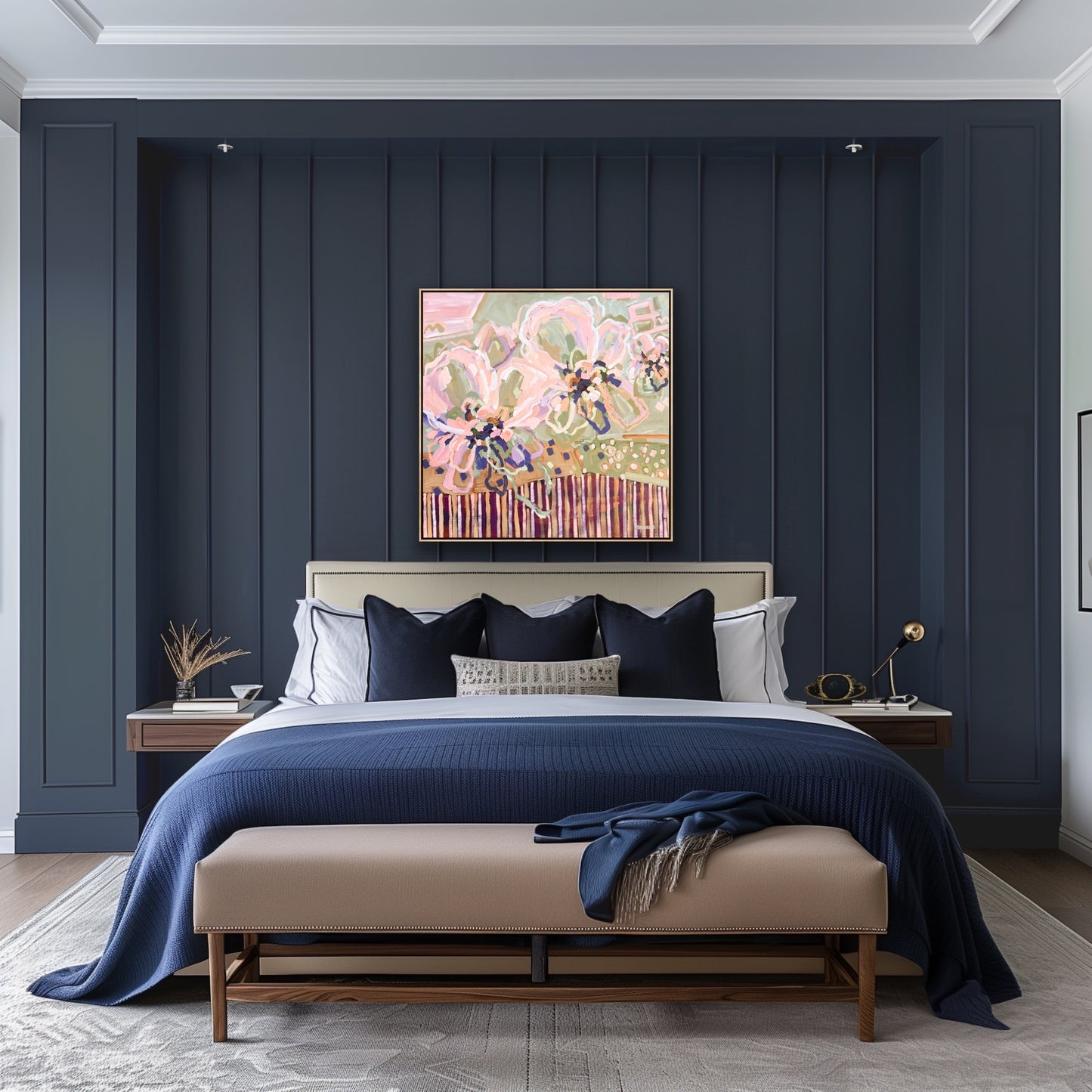 Lovers Sunlit Flowers 103x103 cm Framed
