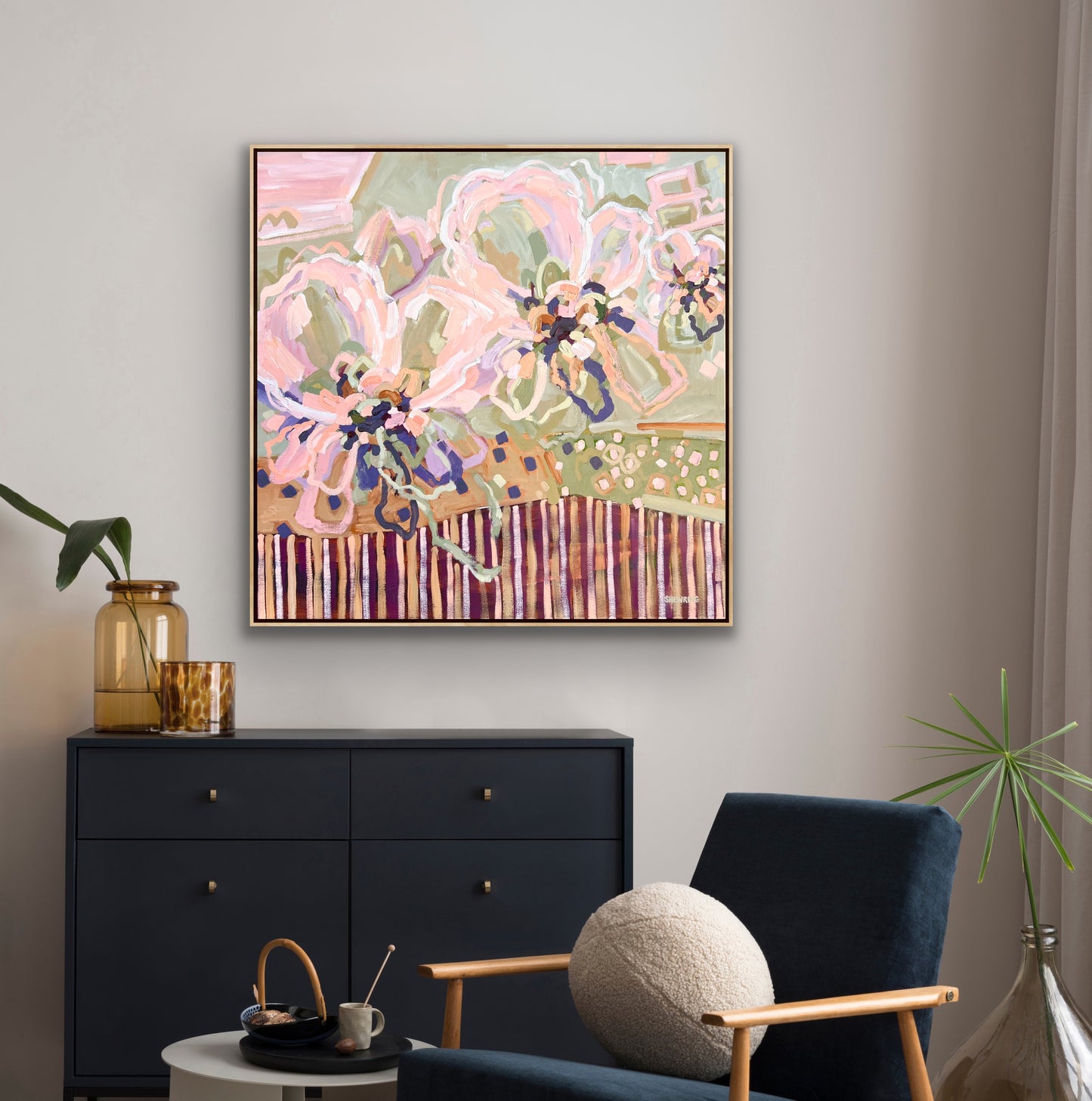 Lovers Sunlit Flowers 103x103 cm Framed