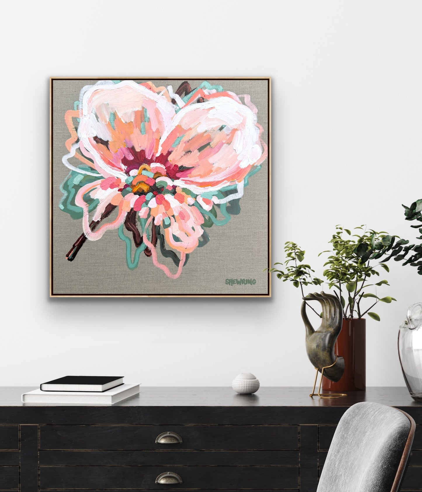 In Full Bloom 53x53cm FRAMED **exclusively sold at MYNT Gallery in Canterbury VIC