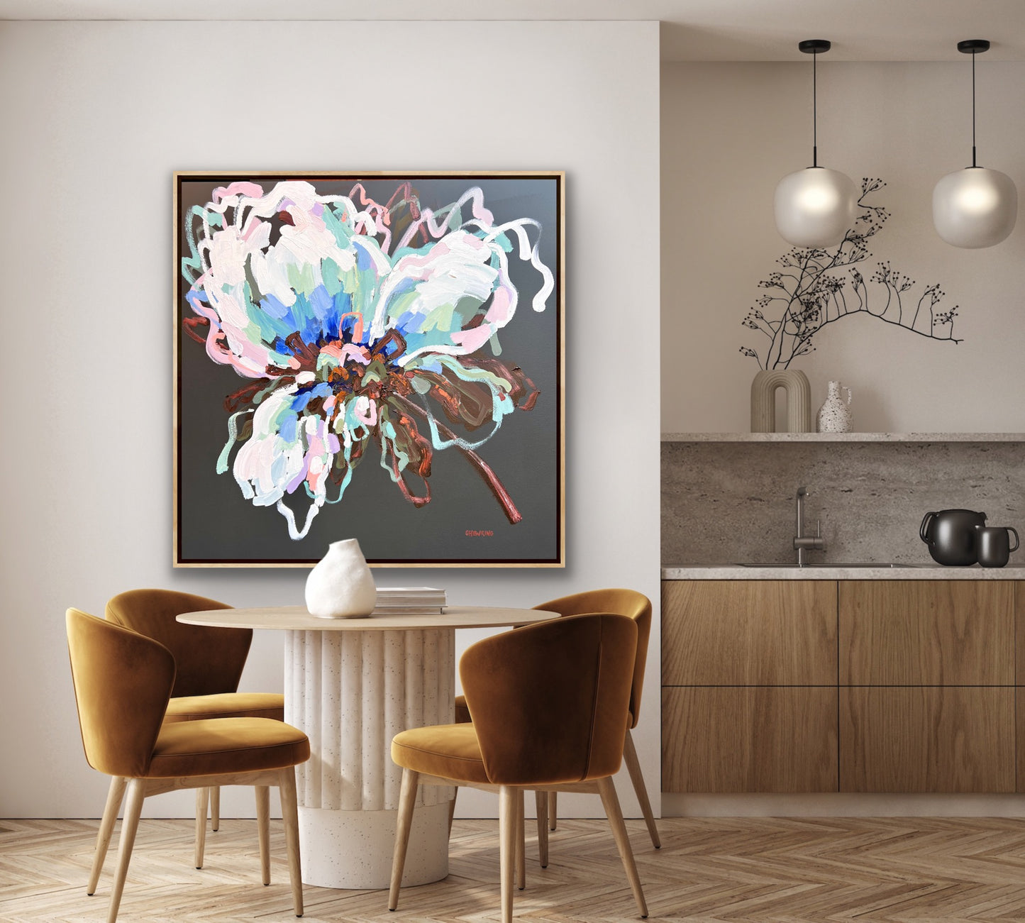 Moroccan Blue 103x103cm FRAMED SOLD