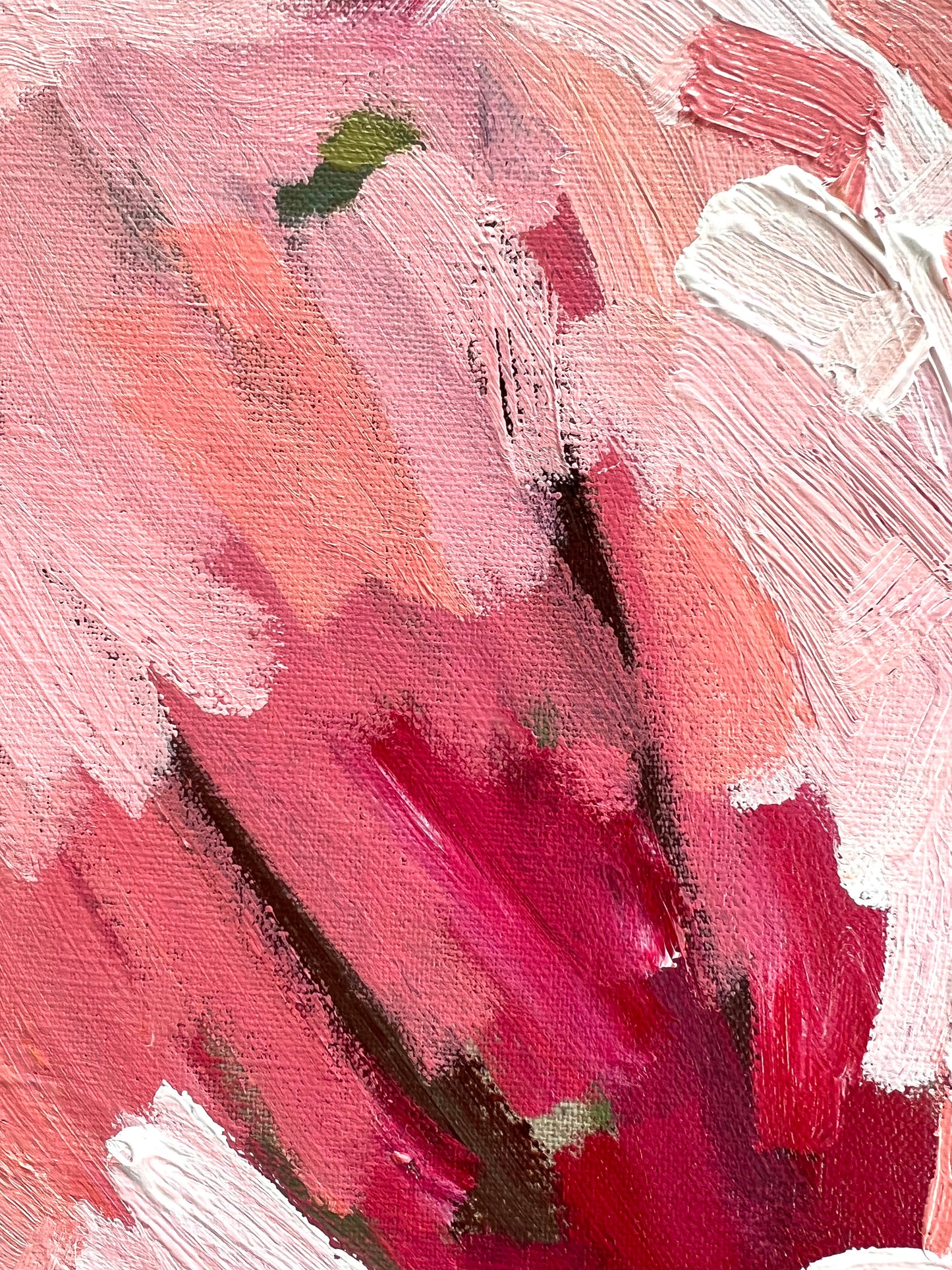 Pink On Linen 53x53cm FRAMED