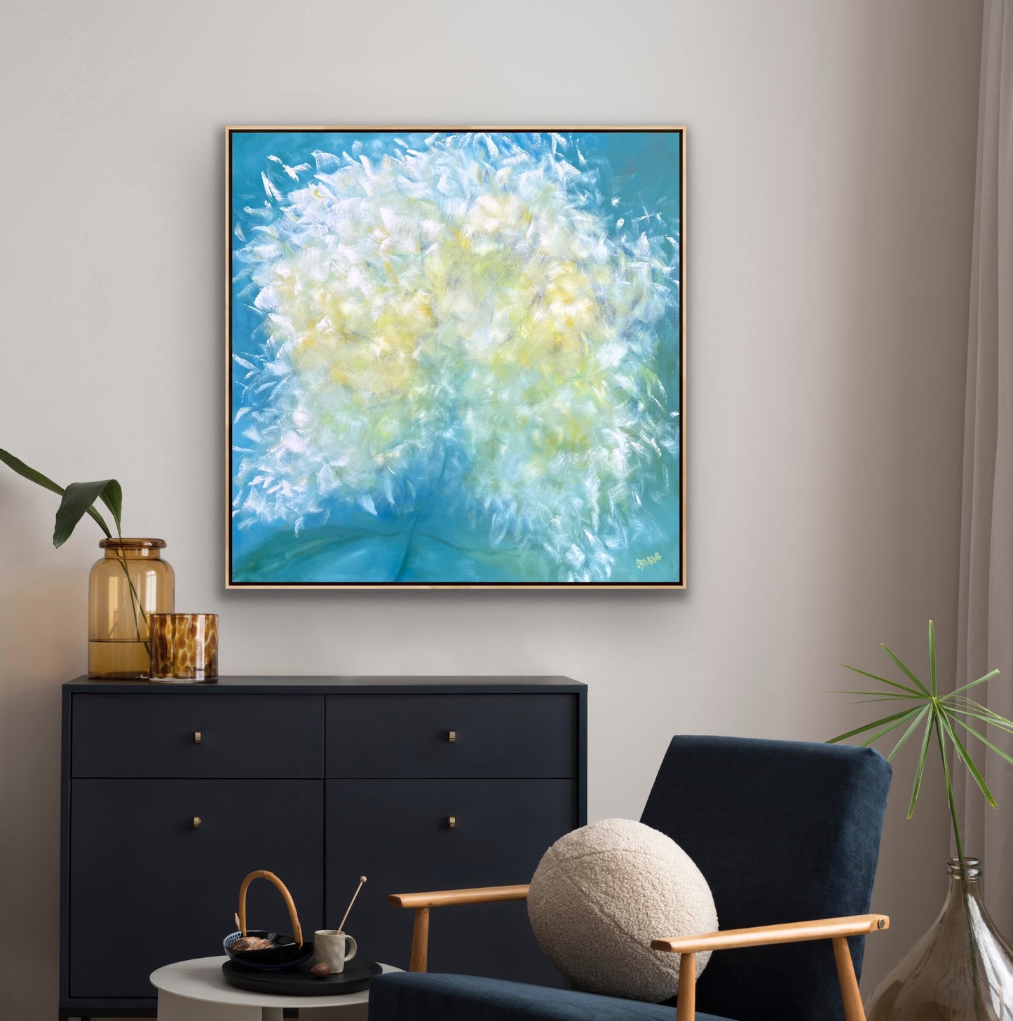 Sky Blue 94 x 94 cm Framed