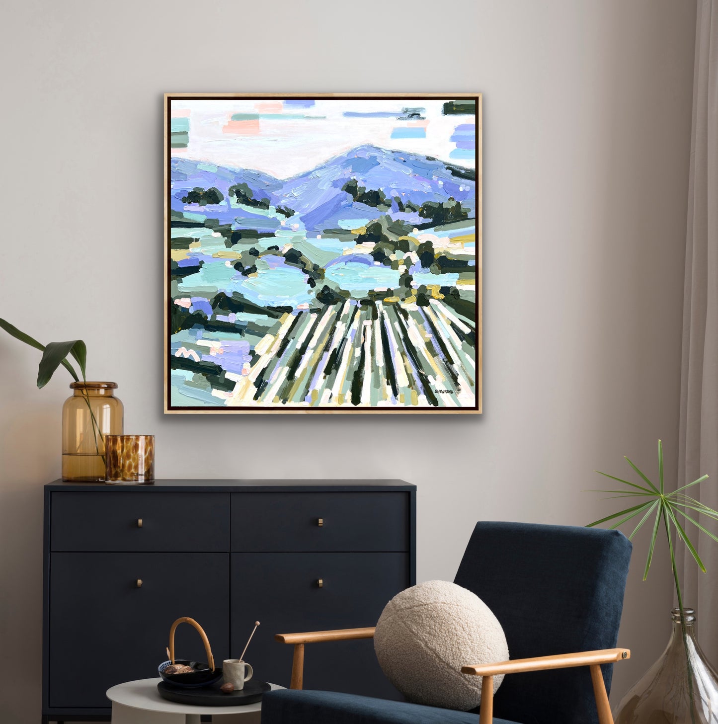 Summer Vineyard 103x103cm FRAMED