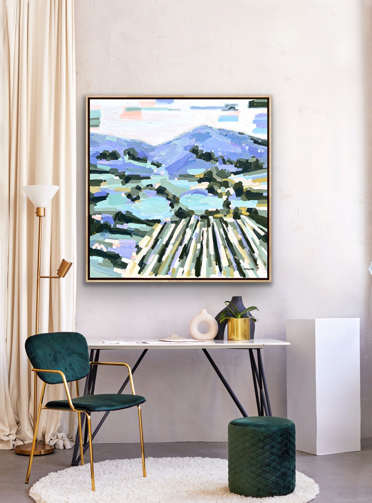 Summer Vineyard 103x103cm FRAMED SOLD