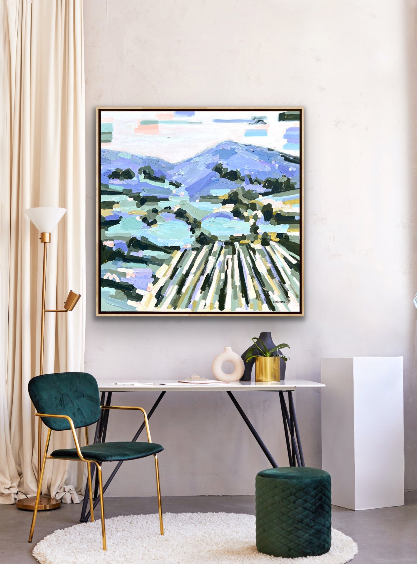 Summer Vineyard 103x103cm FRAMED