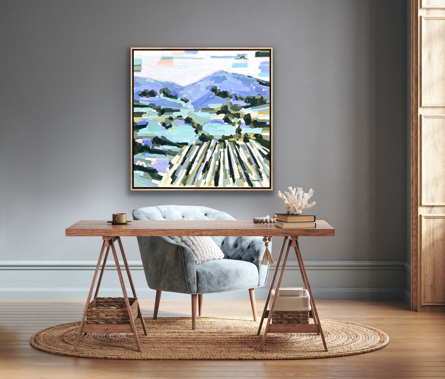 Summer Vineyard 103x103cm FRAMED