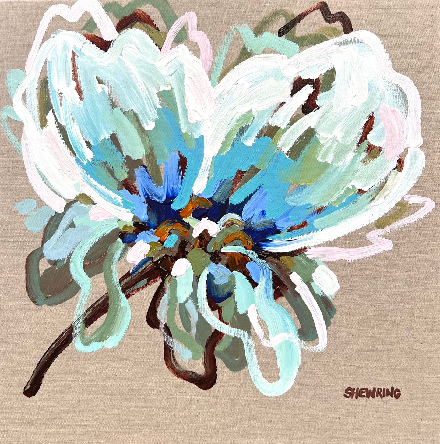 Sun On The Blue Flower 53x53cm FRAMED