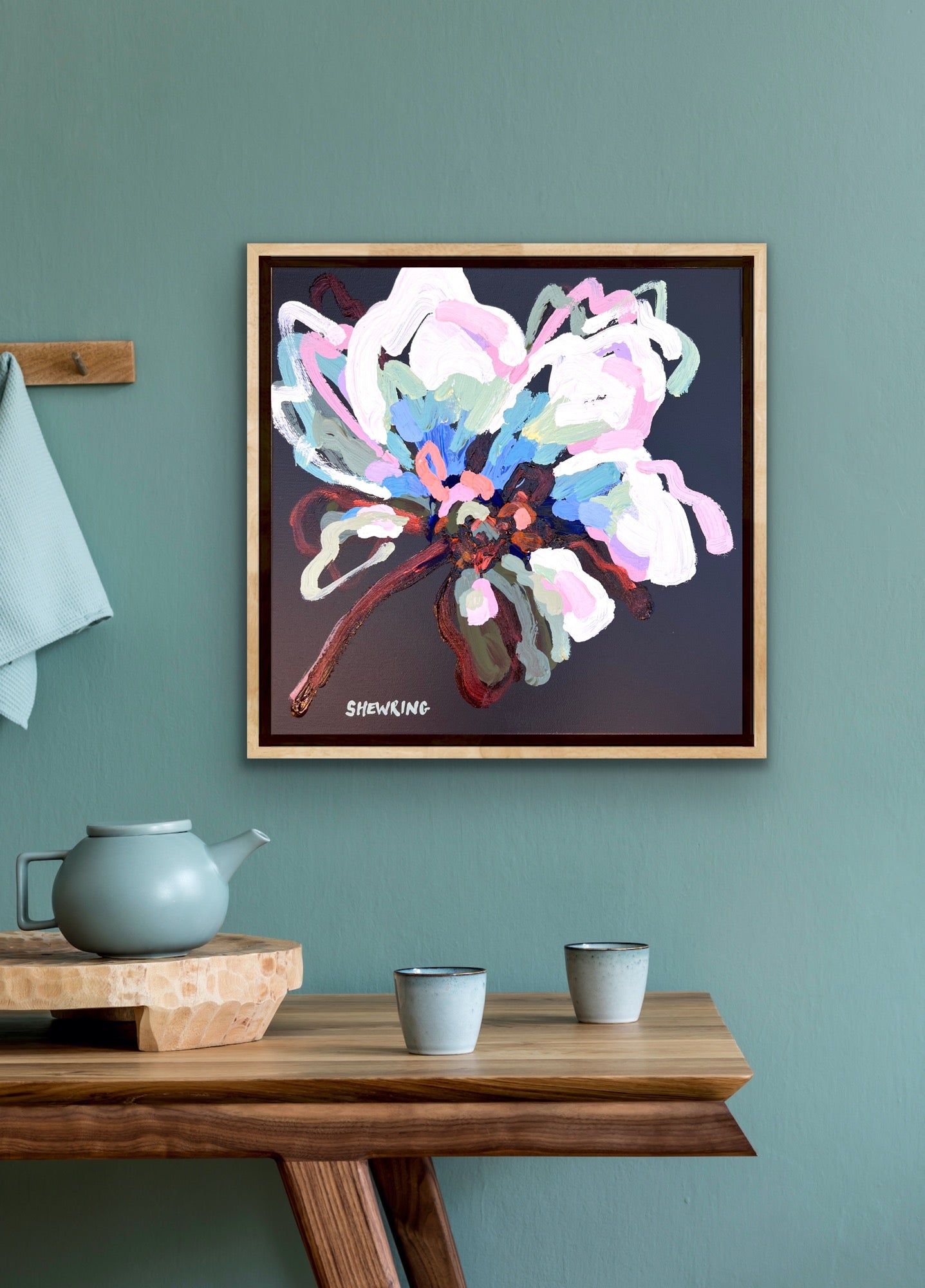 Sunday Blue 33x33cm FRAMED SOLD
