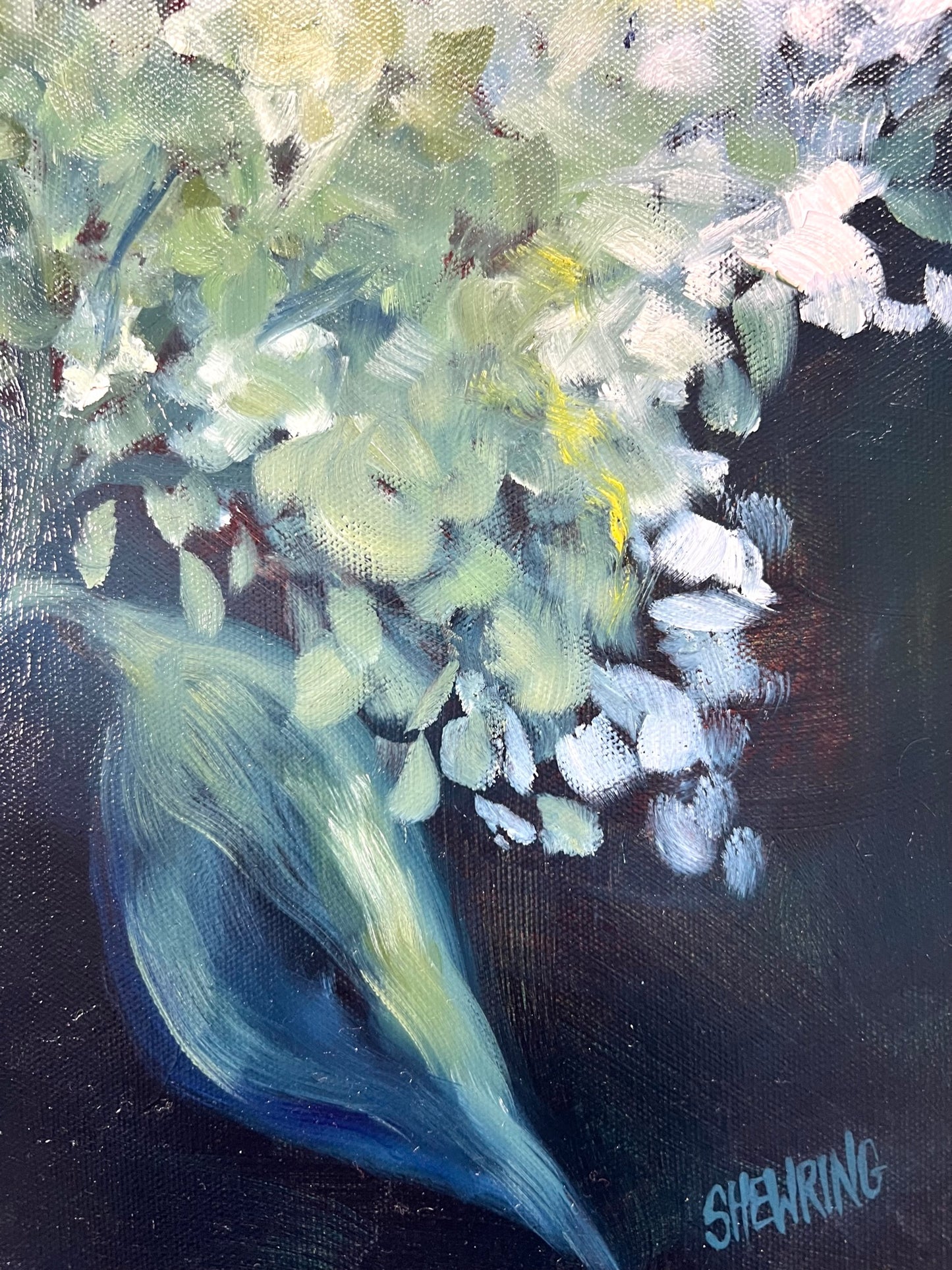Sunlit Hydrangea 43x43cm FRAMED SOLD