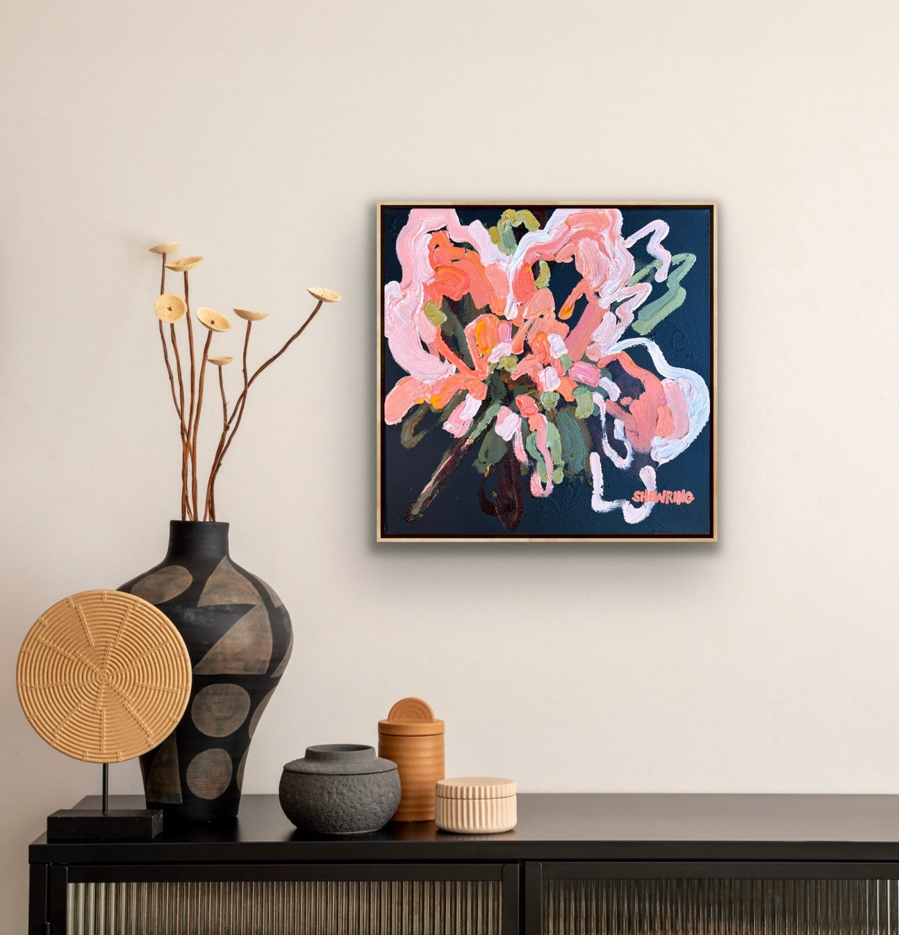 Sunny Flower 33x33cm Framed