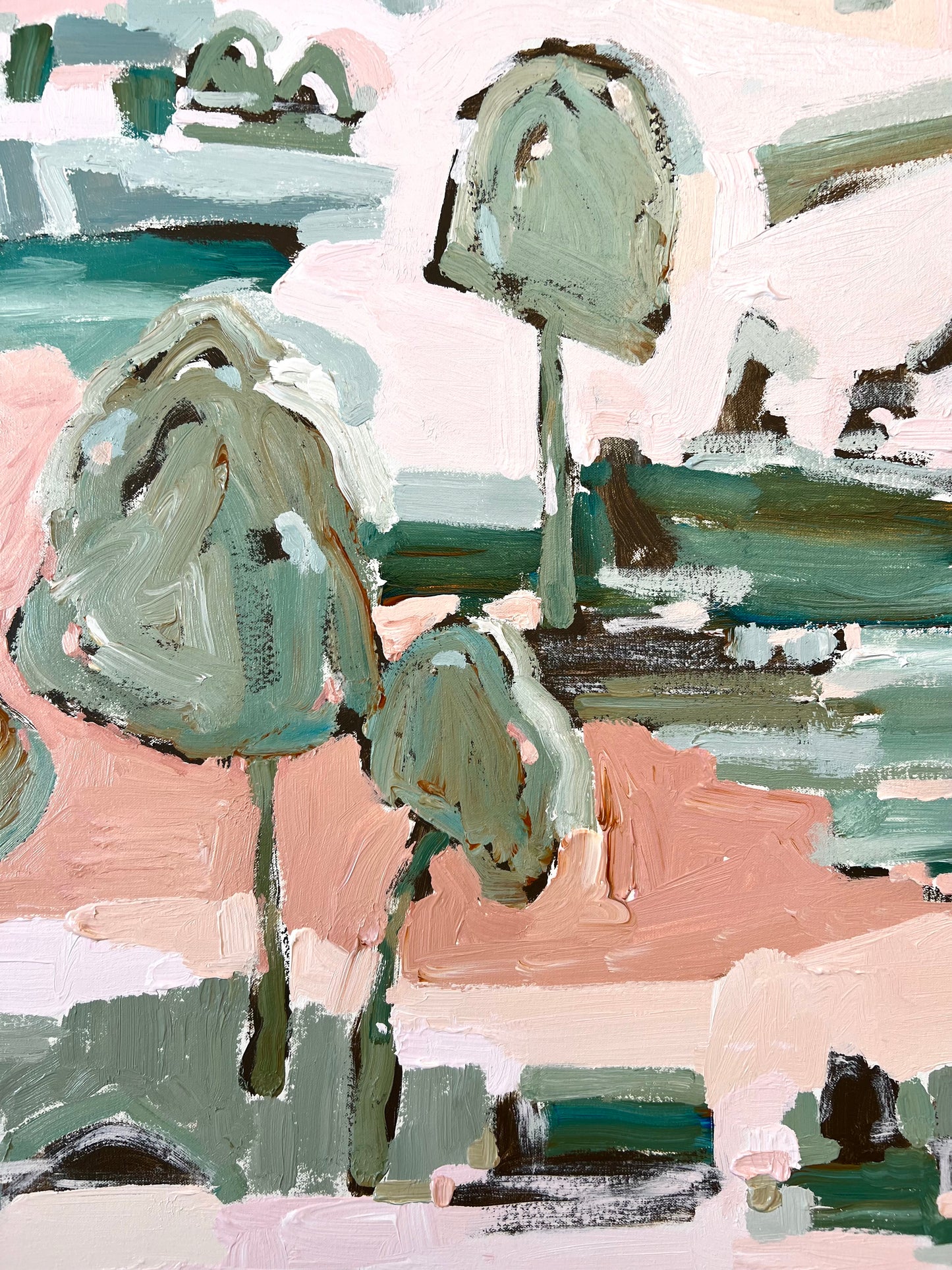 Sunshine On The Riverbank 103x103cm FRAMED