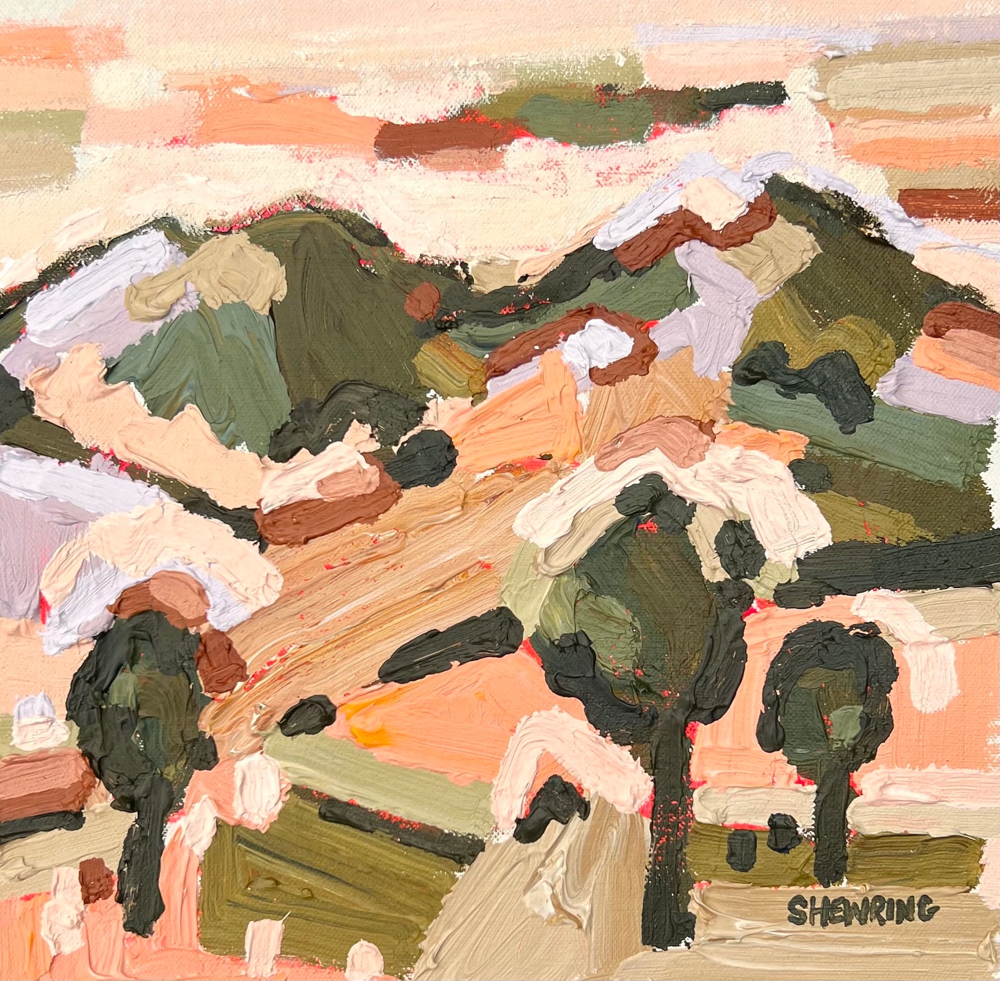 Two Peaks 28x28cm FRAMED SOLD