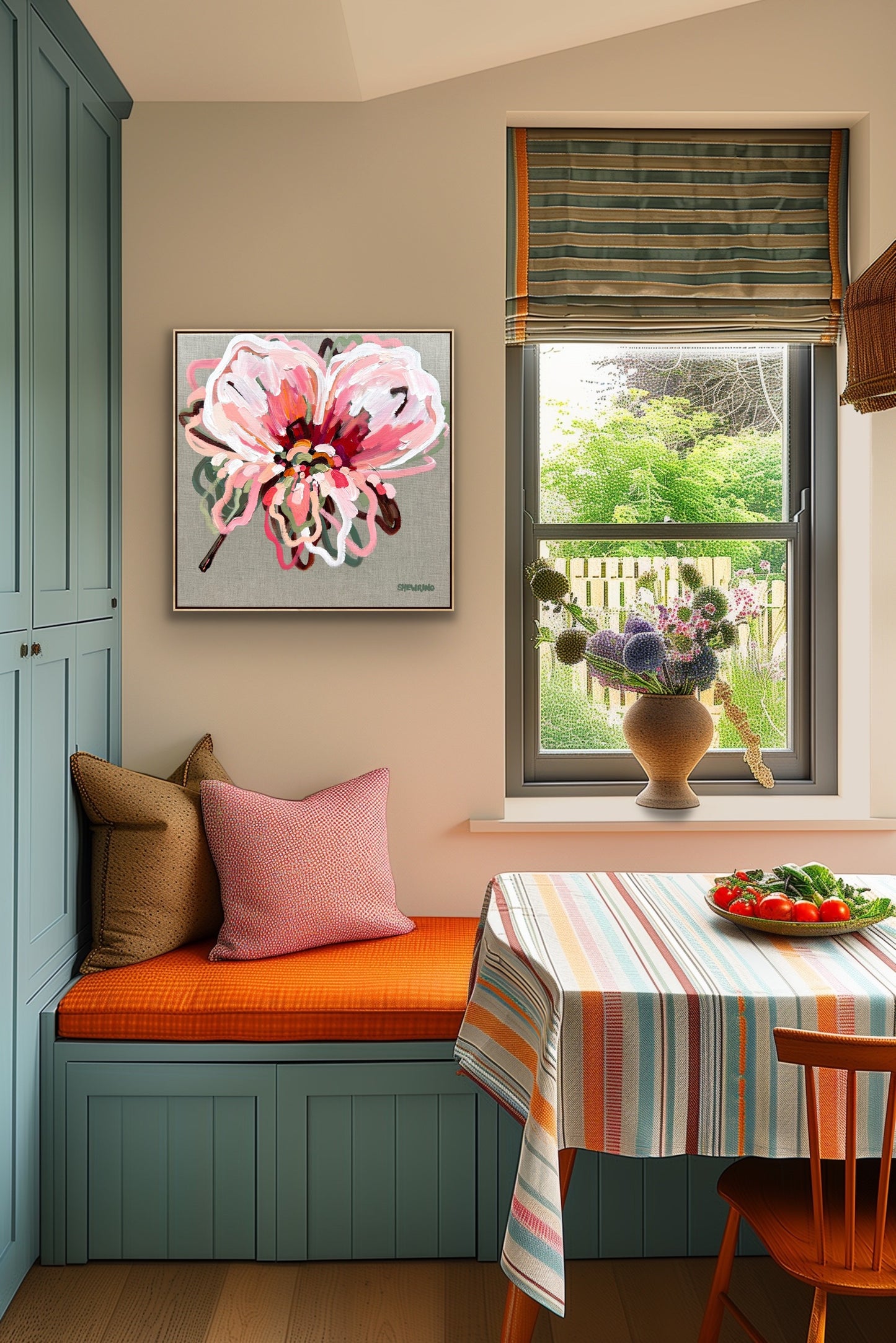 Watermelon Pink In Bloom 53x53cm FRAMED