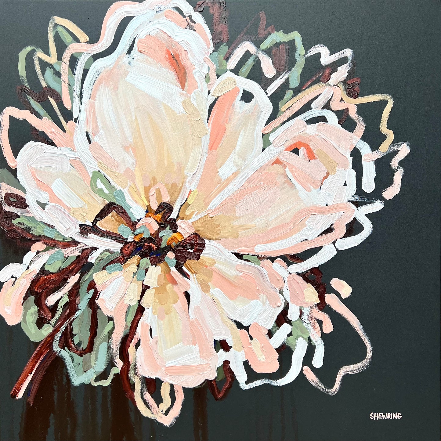 Winter Flower 103x103cm FRAMED SOLD
