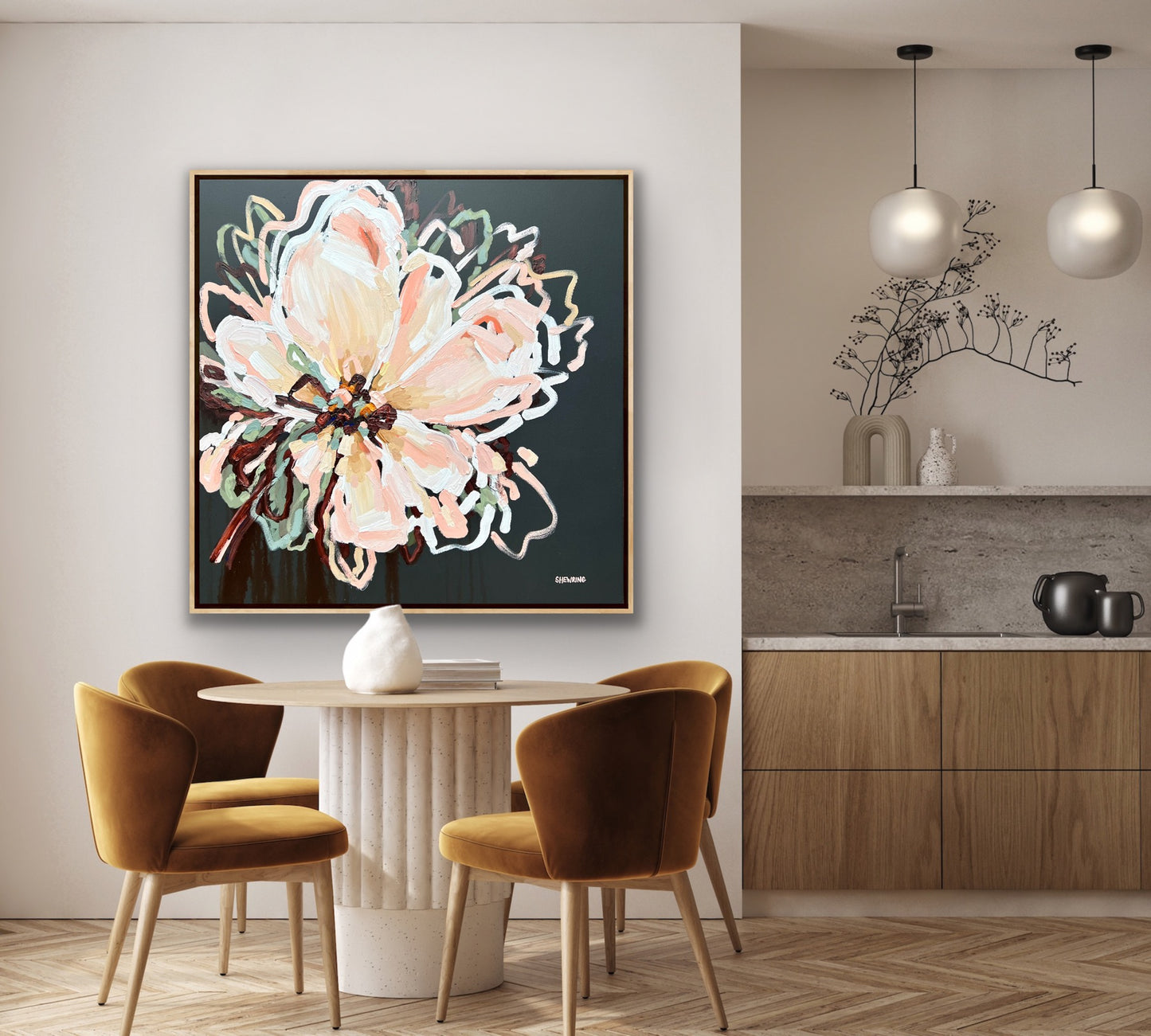 Winter Flower 103x103cm FRAMED SOLD