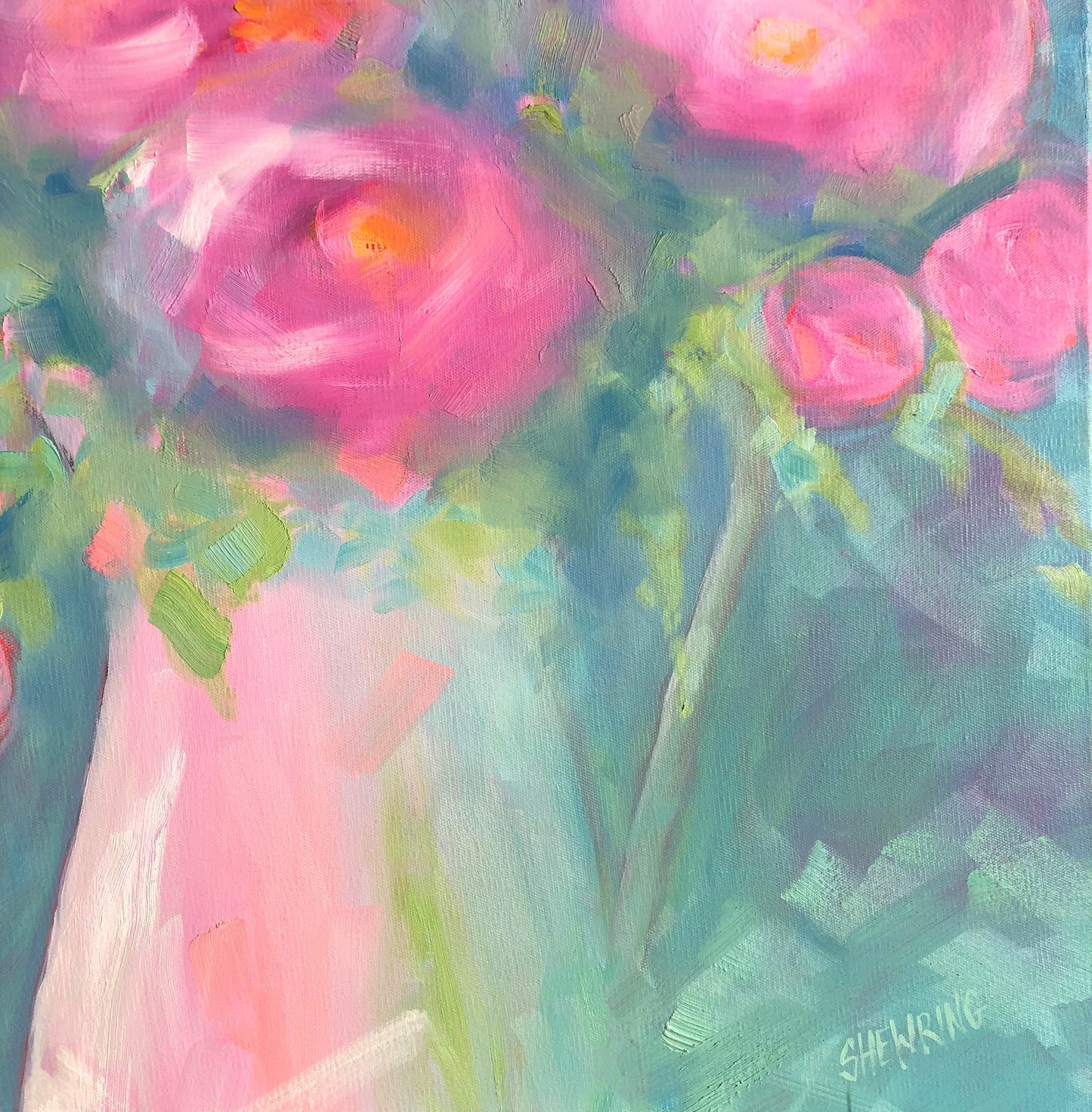 Candy Floss Blossom oil painting 92x92cm Sold