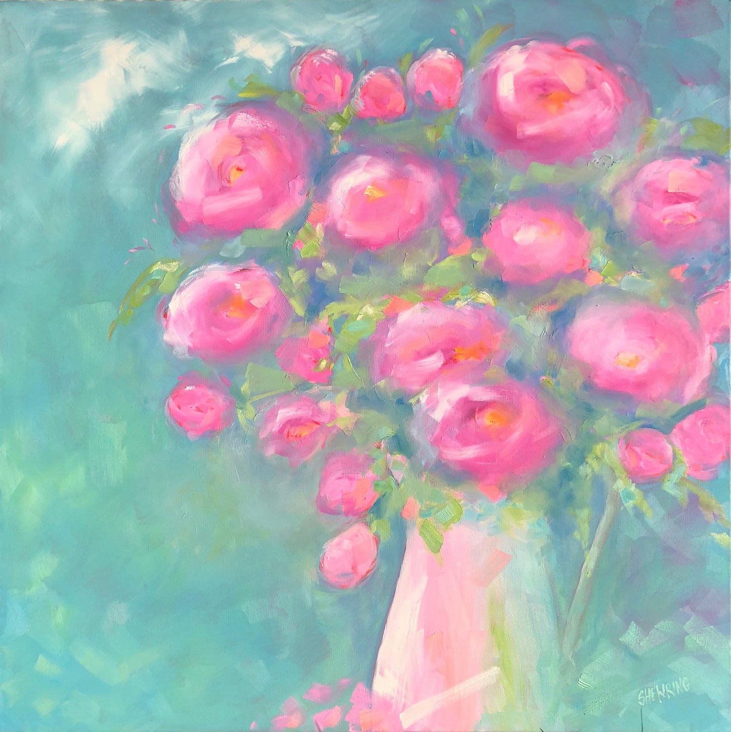 Candy Floss Blossom oil painting 92x92cm Sold