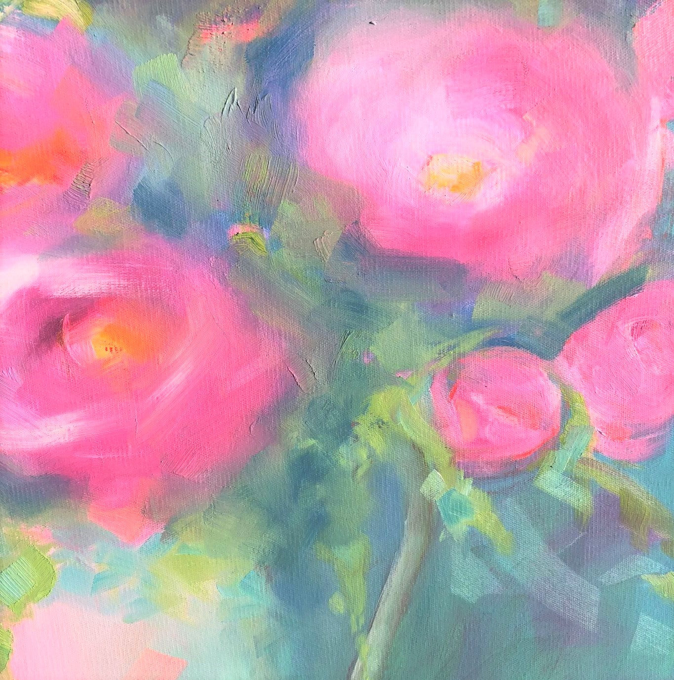 Candy Floss Blossom oil painting 92x92cm Sold