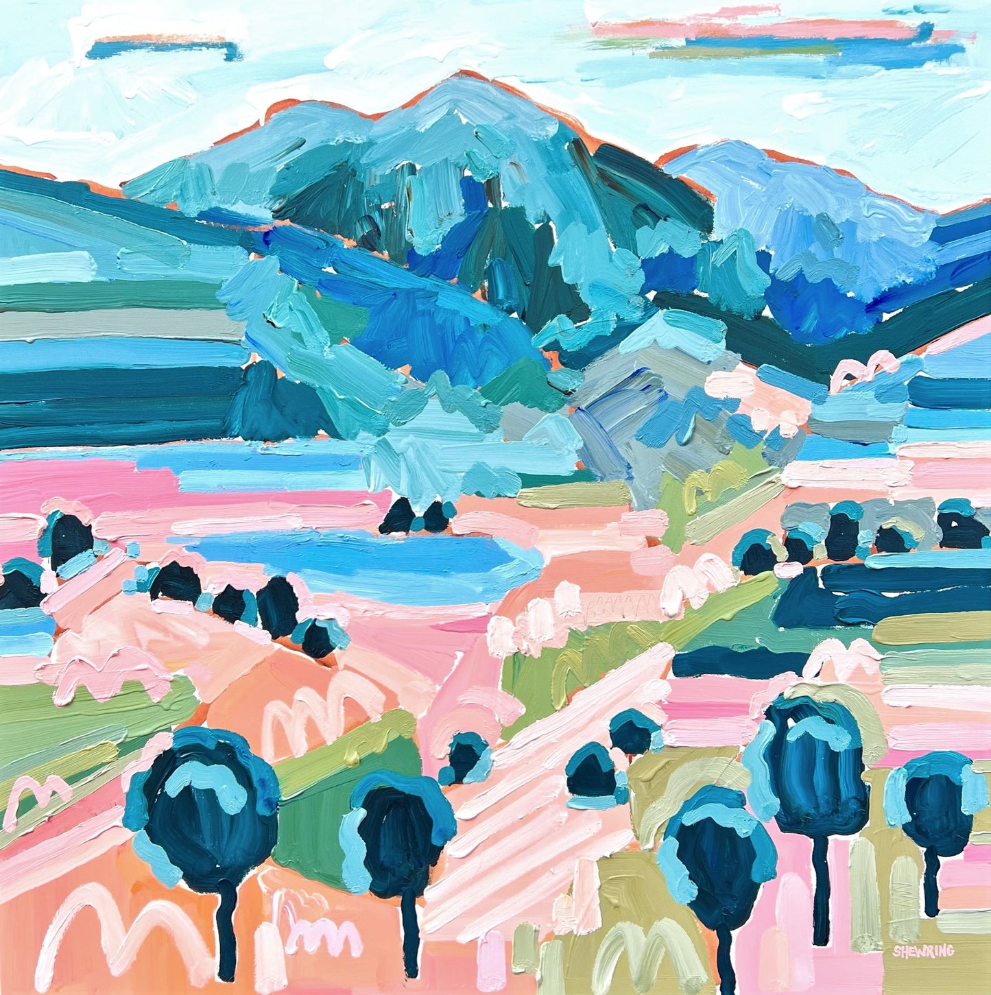 Countryside Love 110x110cm FRAMED ***Exclusively at JUMBLED Online - SOLD