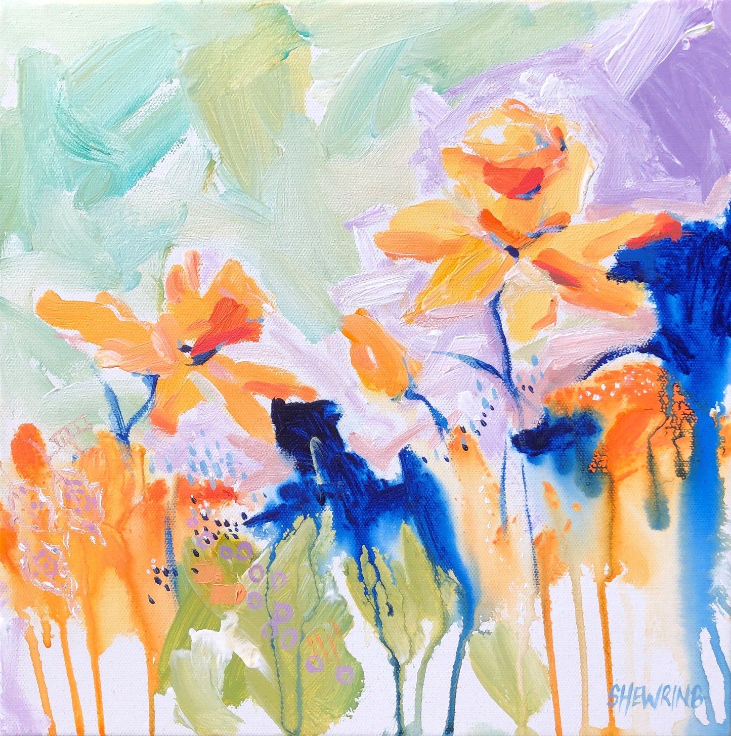 Daffodil Dance 30x30cm FRAMED SOLD