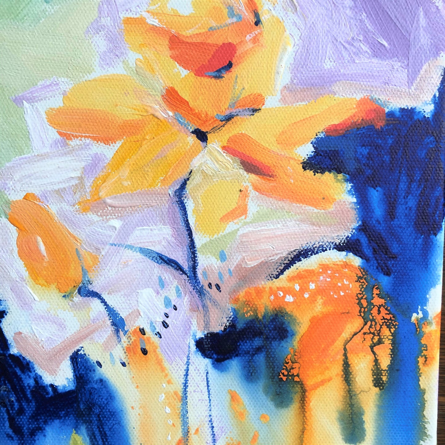 Daffodil Dance 30x30cm FRAMED SOLD