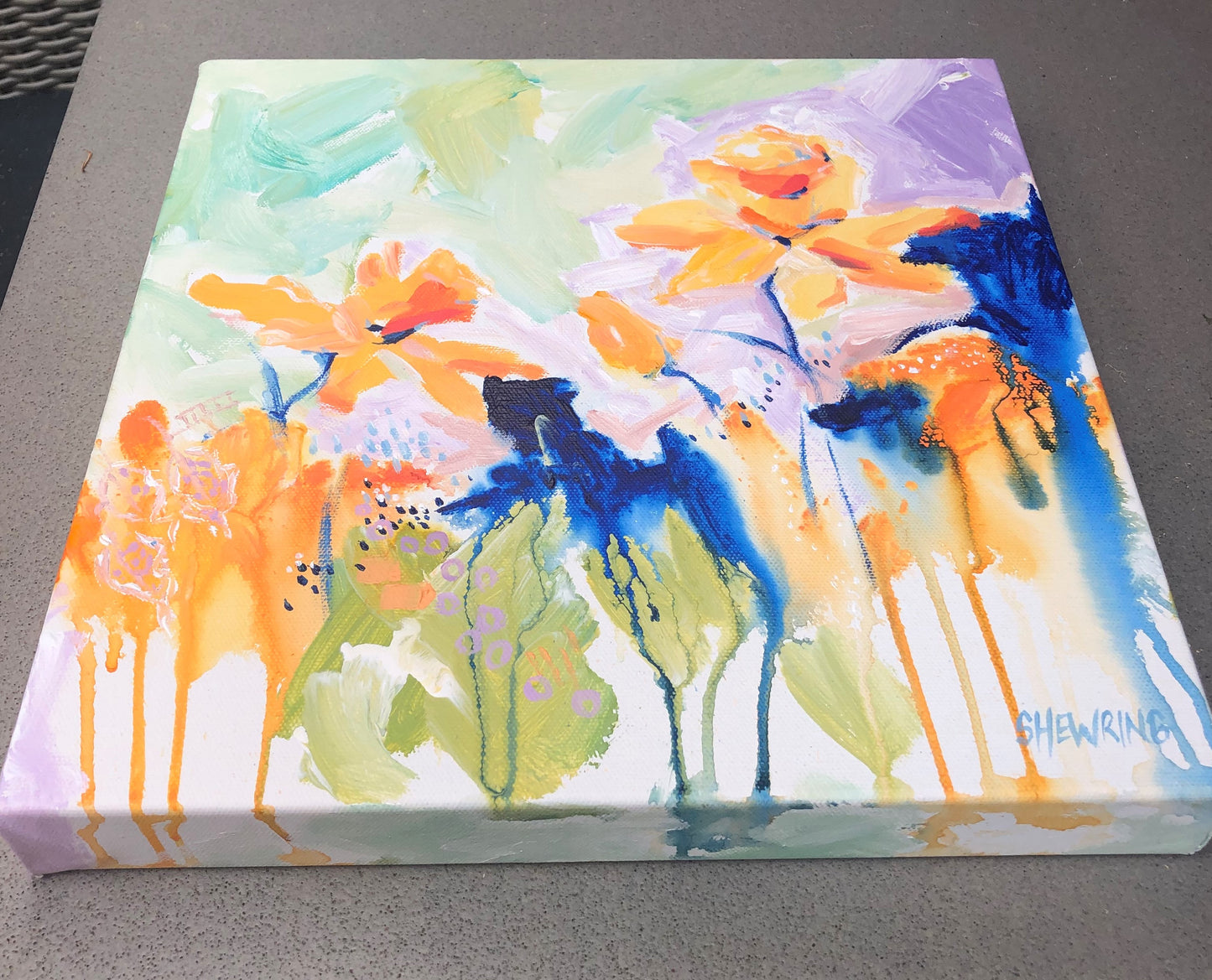 Daffodil Dance 30x30cm FRAMED SOLD