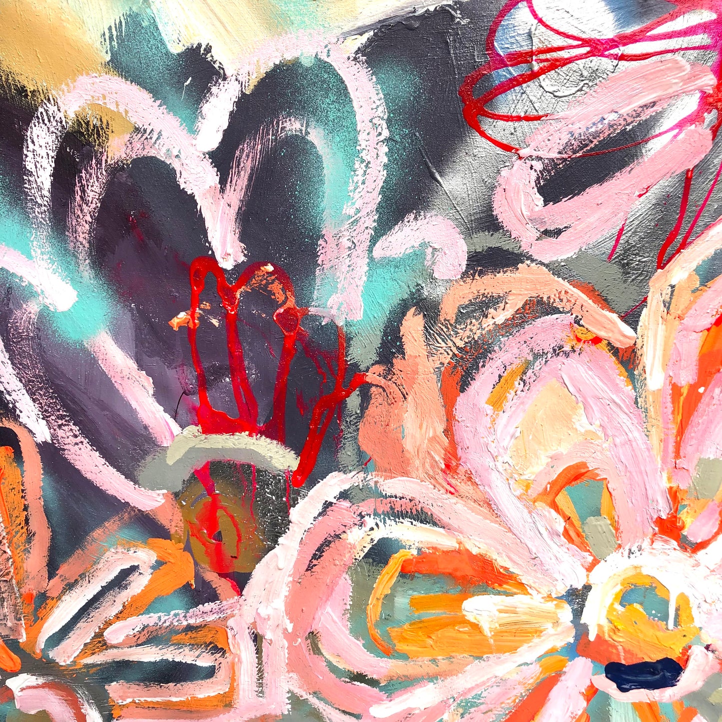 Fluro Flowers 172x114cm SOLD