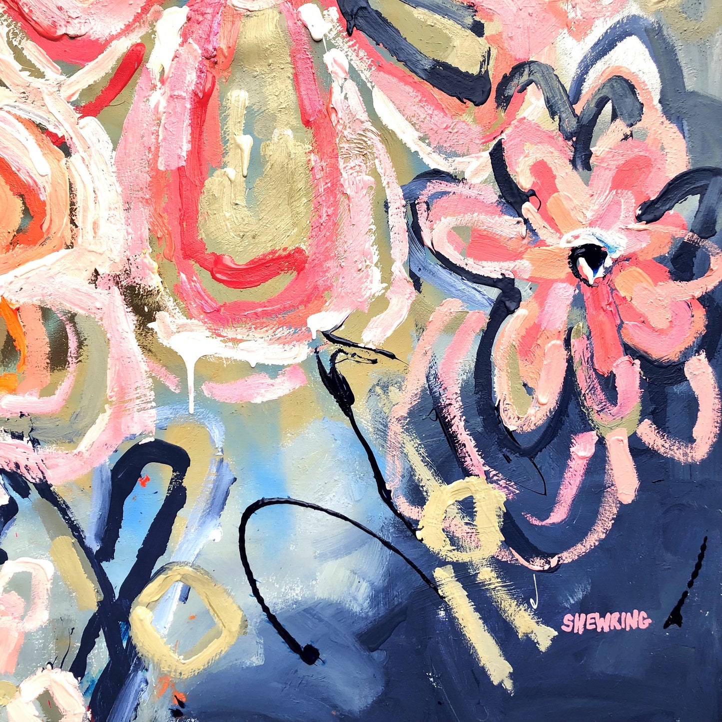 Fluro Flowers 172x114cm SOLD