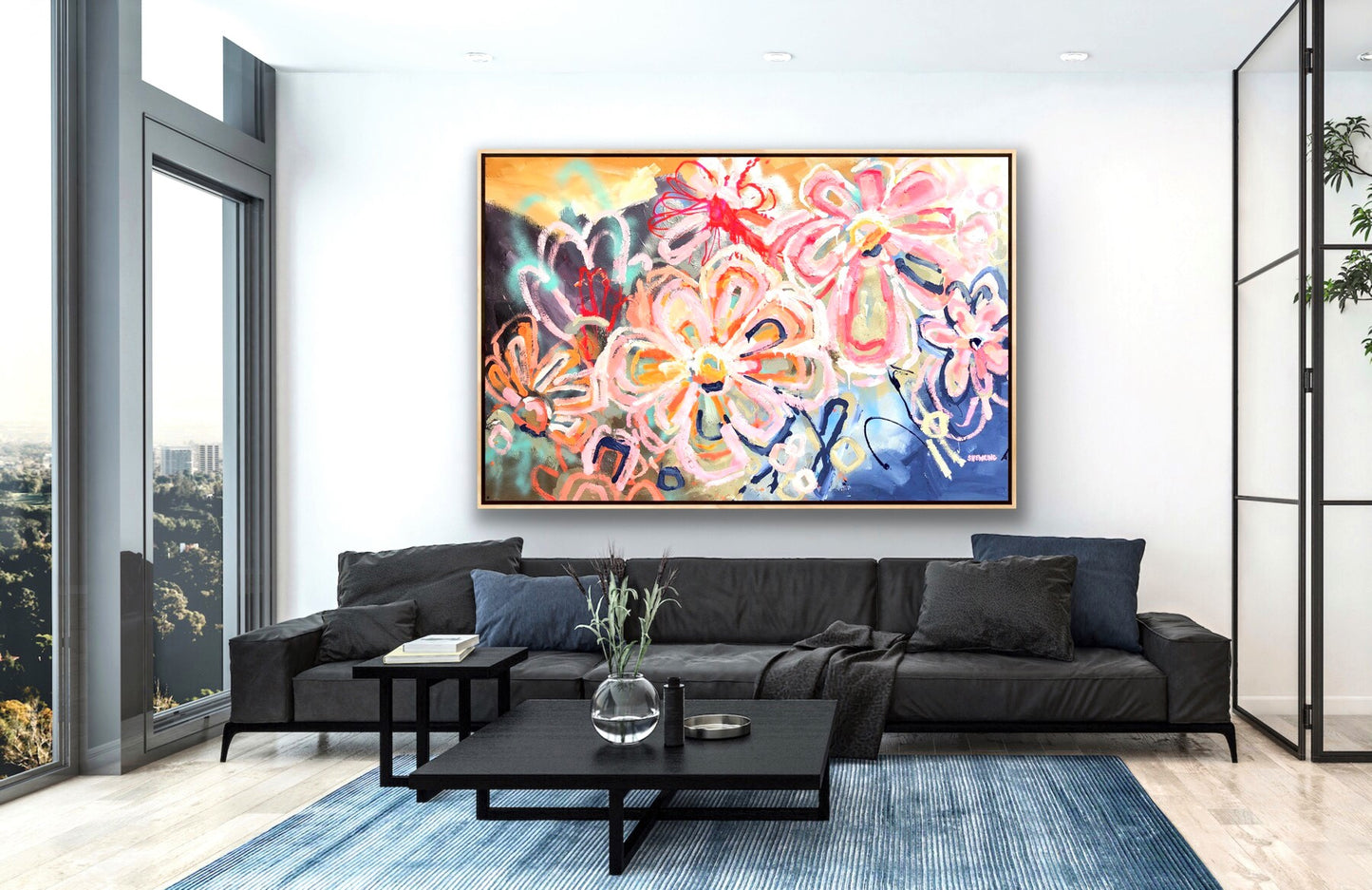 Fluro Flowers 172x114cm SOLD