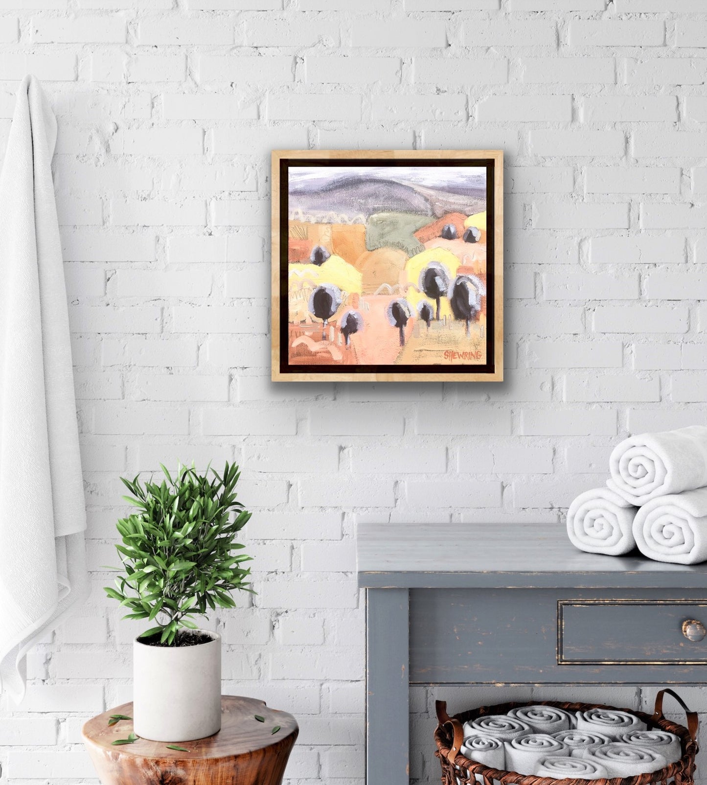 Hilltop Retreat - unframed 30x30cm SOLD