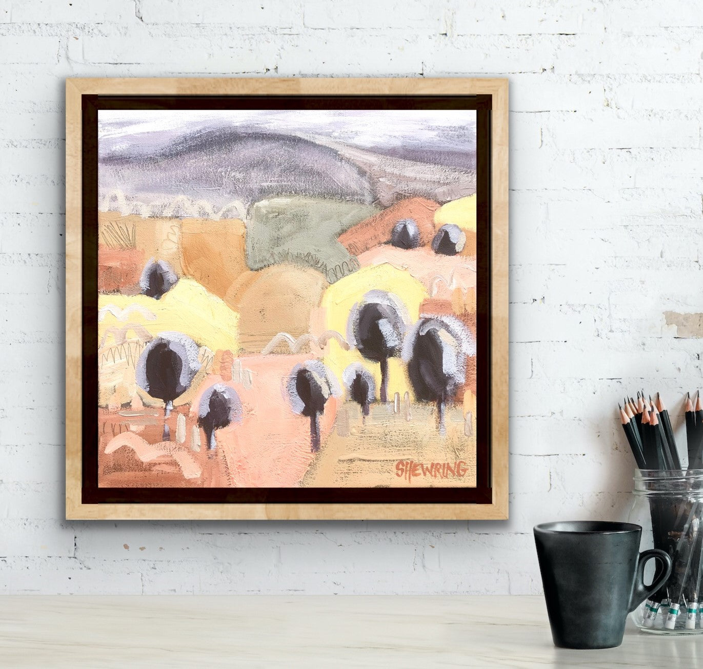 Hilltop Retreat - unframed 30x30cm SOLD