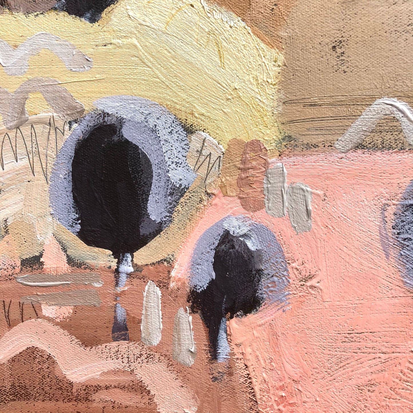 Hilltop Retreat - unframed 30x30cm SOLD