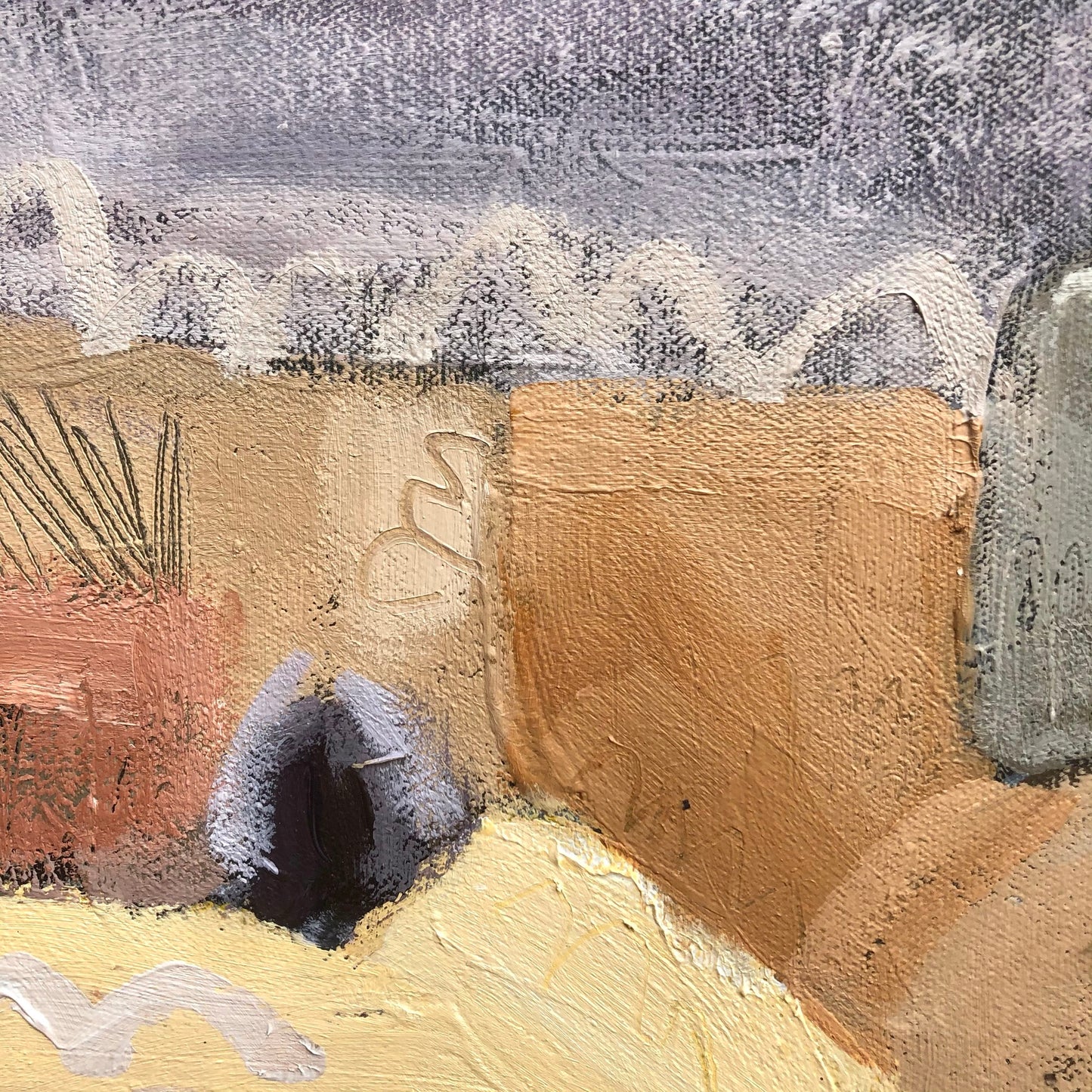Hilltop Retreat - unframed 30x30cm SOLD