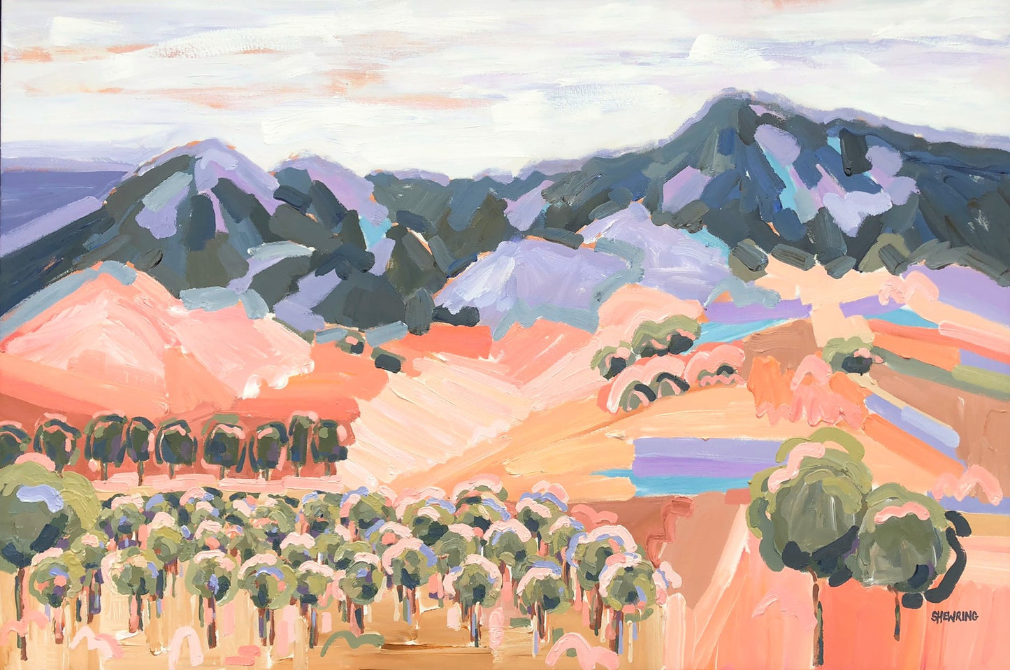 Sunset At Macedon Vineyard FRAMED 150x100cm ***exclusively at JUMBLED Online - SOLD
