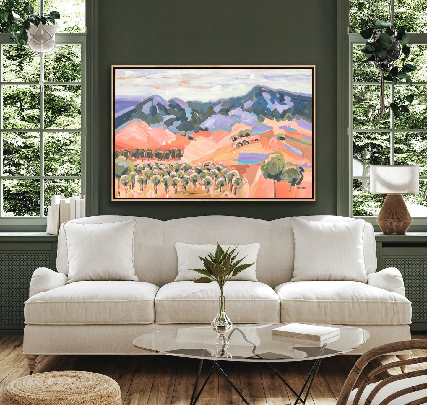 Sunset At Macedon Vineyard FRAMED 150x100cm ***exclusively at JUMBLED Online - SOLD